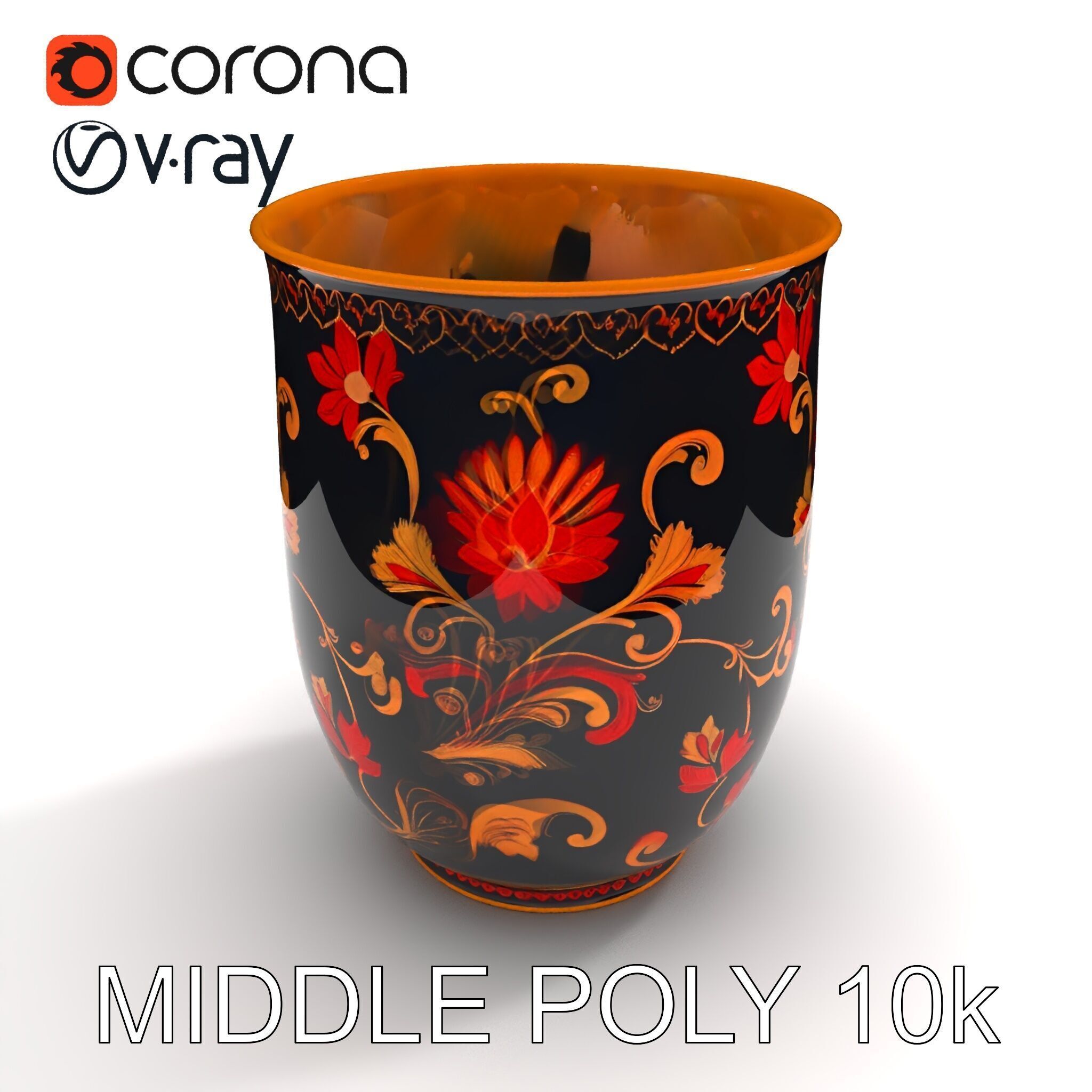 Decorative Floral Vase D Model Pack Low-poly 3D model_6