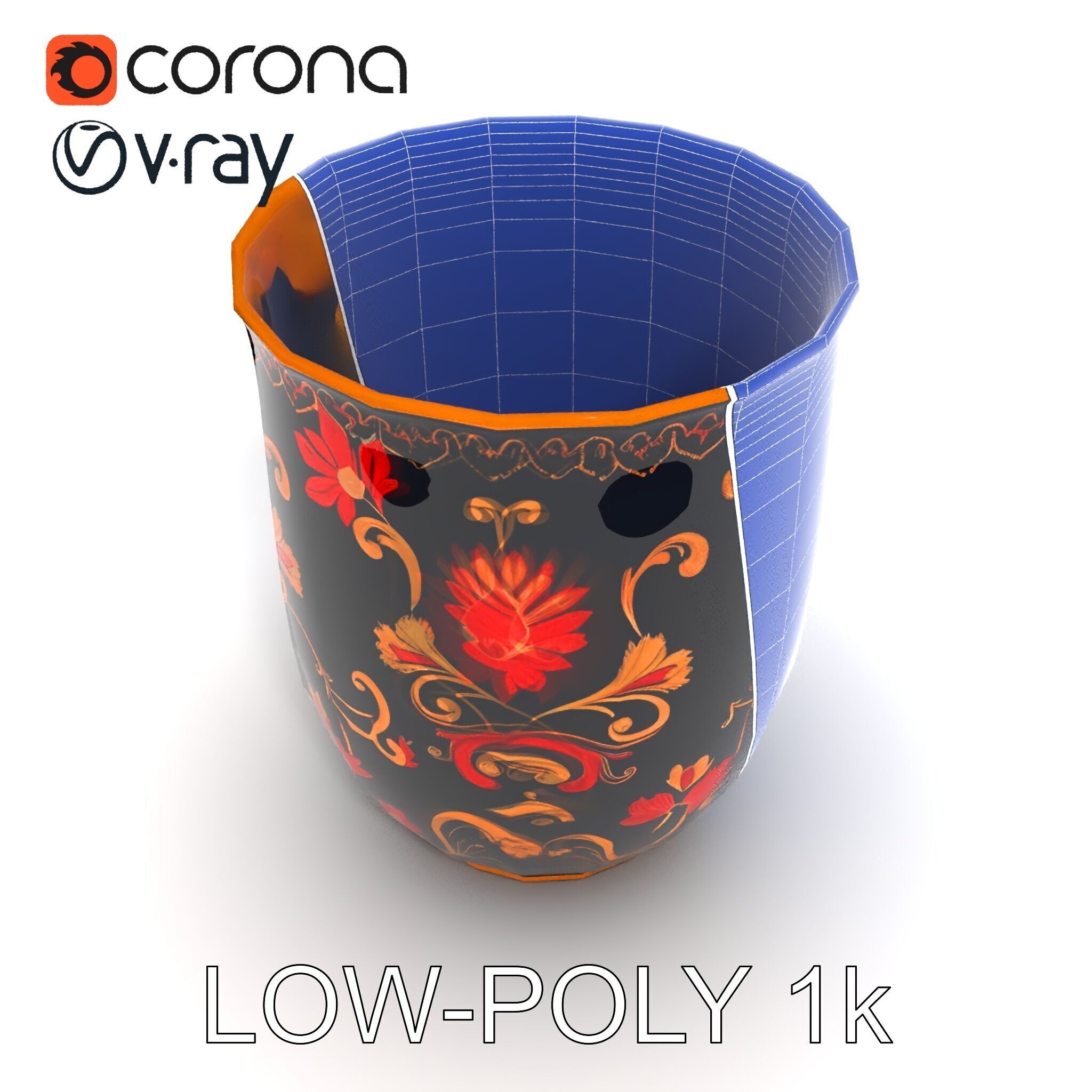 Decorative Floral Vase D Model Pack Low-poly 3D model_22