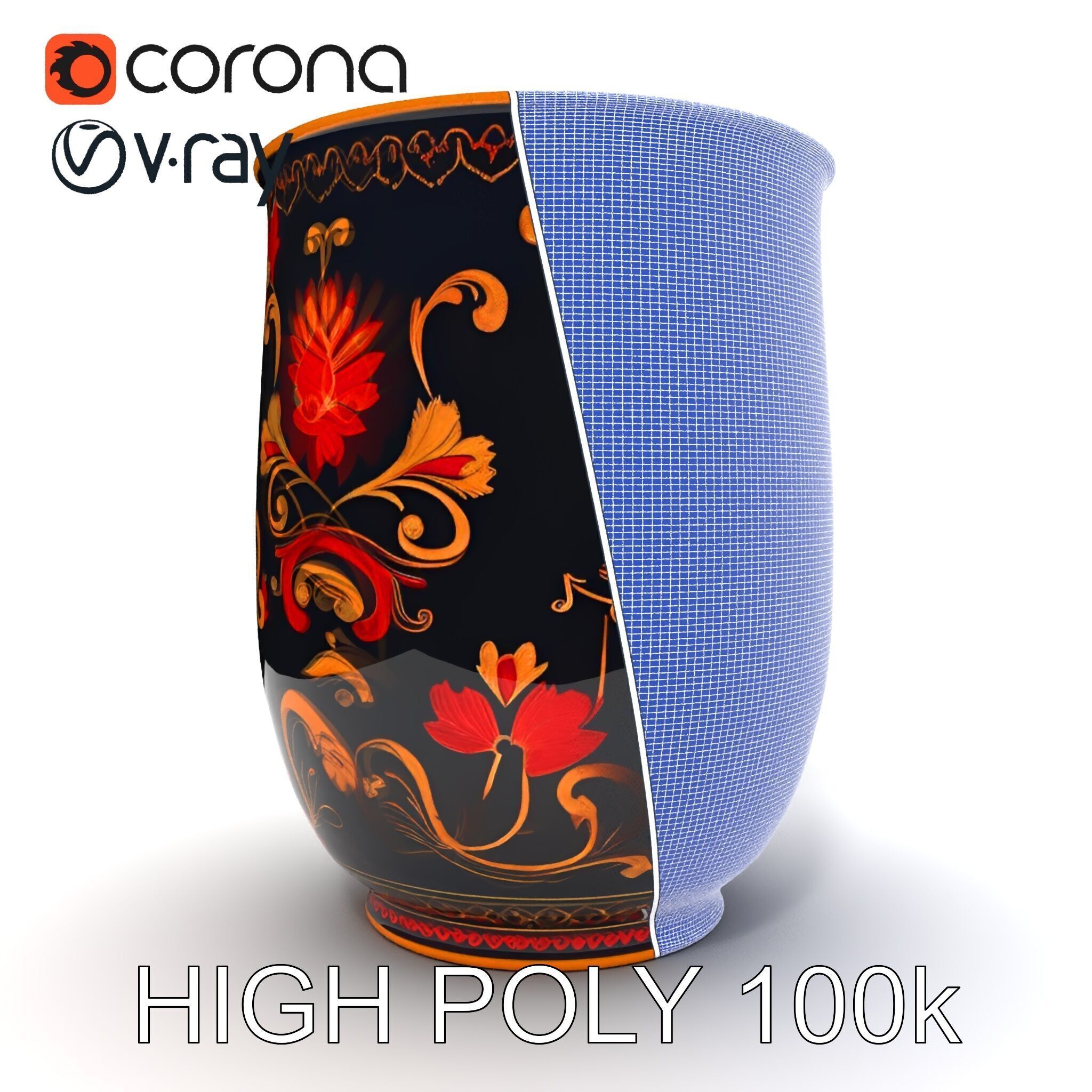 Decorative Floral Vase D Model Pack Low-poly 3D model_20