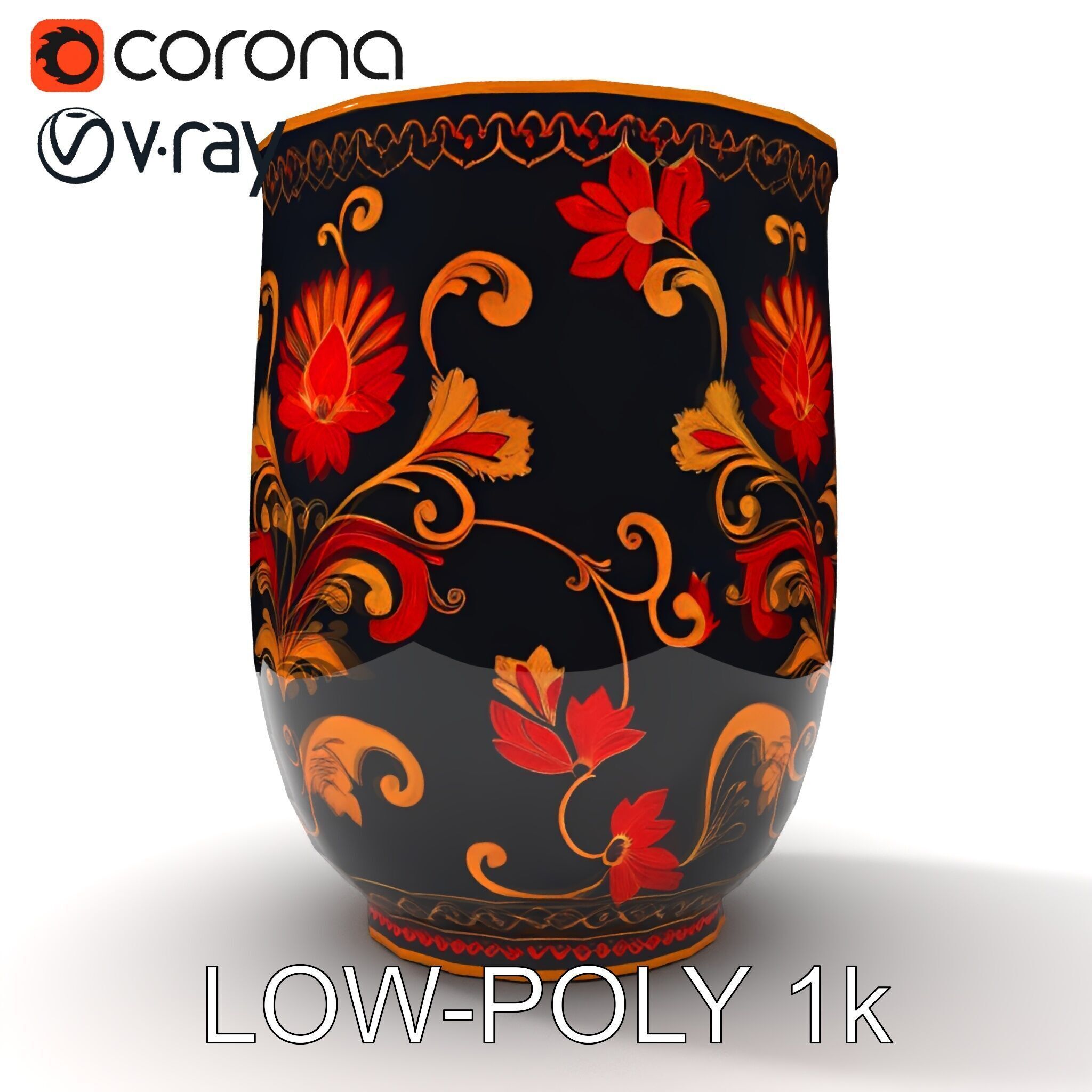 Decorative Floral Vase D Model Pack Low-poly 3D model_24
