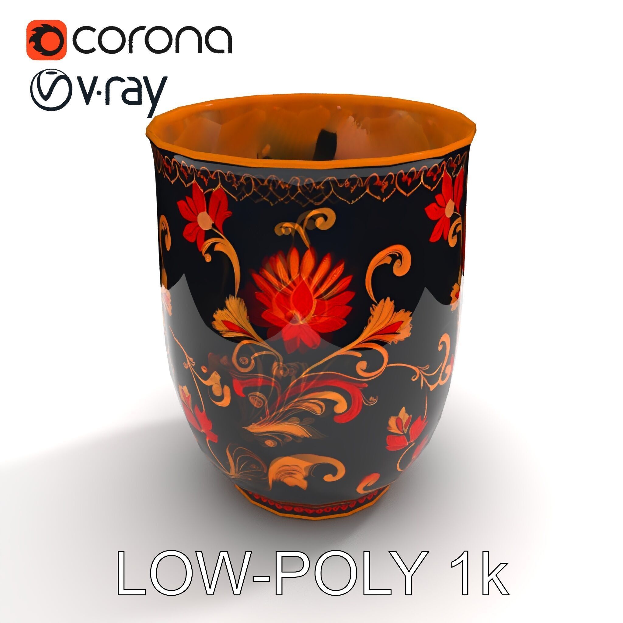 Decorative Floral Vase D Model Pack Low-poly 3D model_7