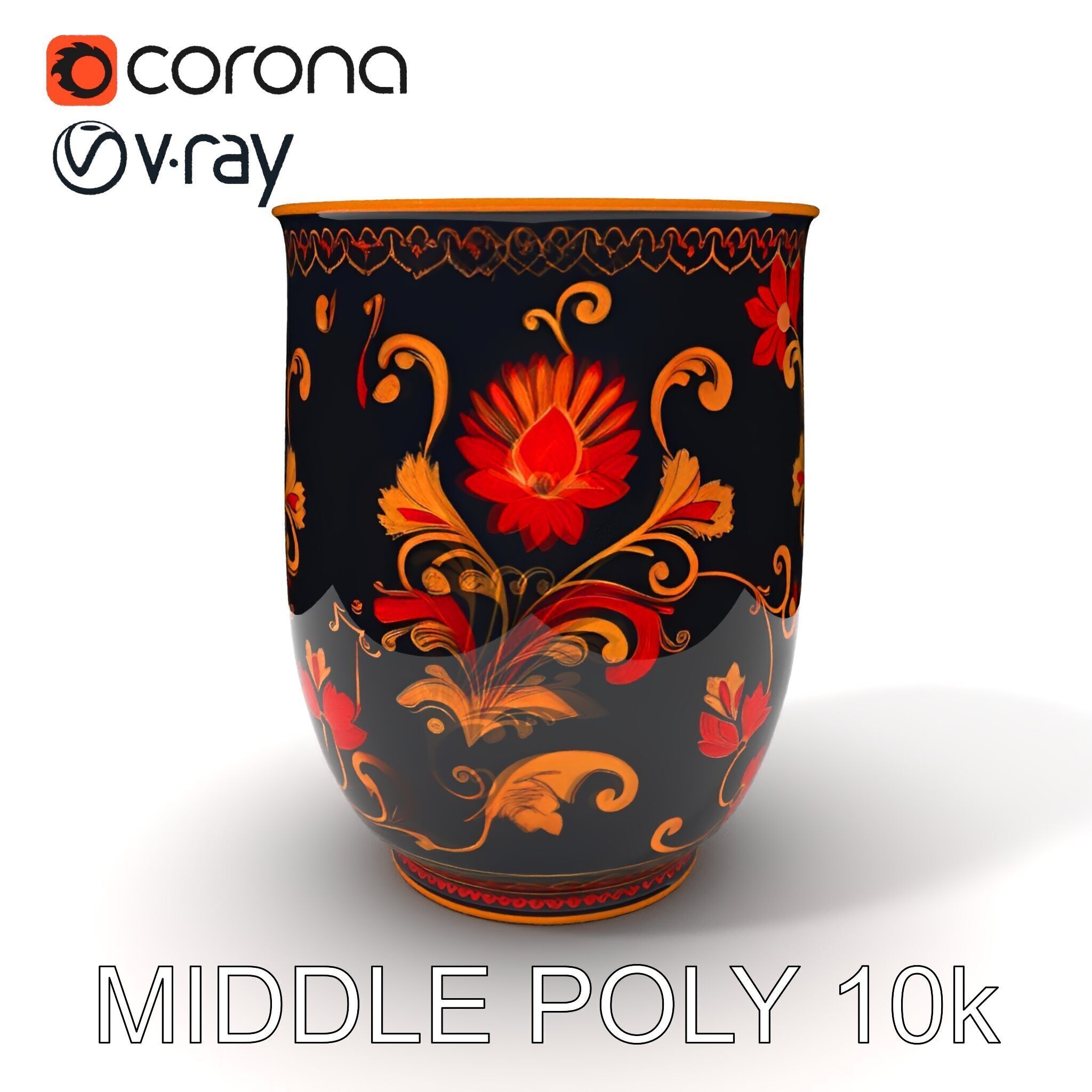 Decorative Floral Vase D Model Pack Low-poly 3D model_34