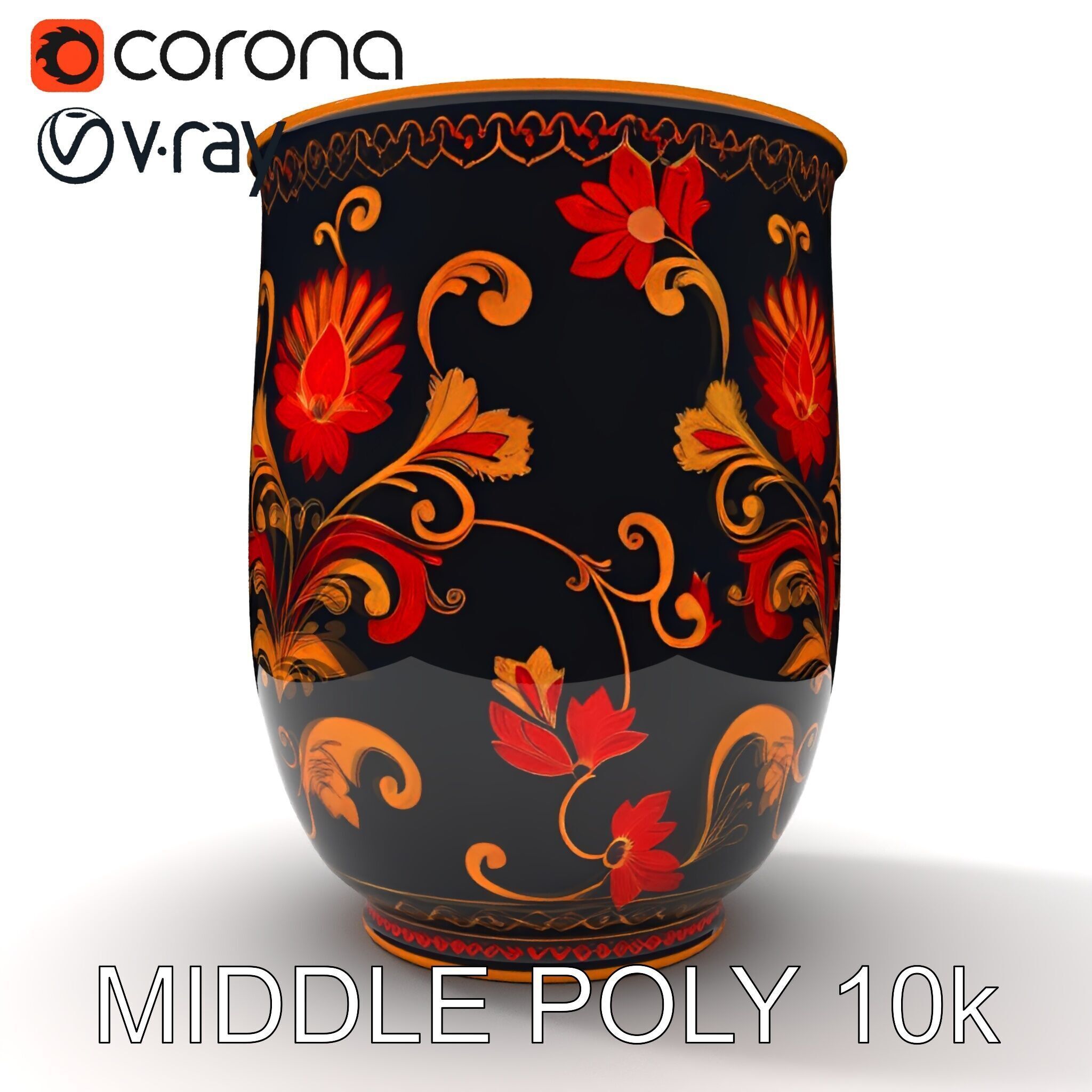 Decorative Floral Vase D Model Pack Low-poly 3D model_9