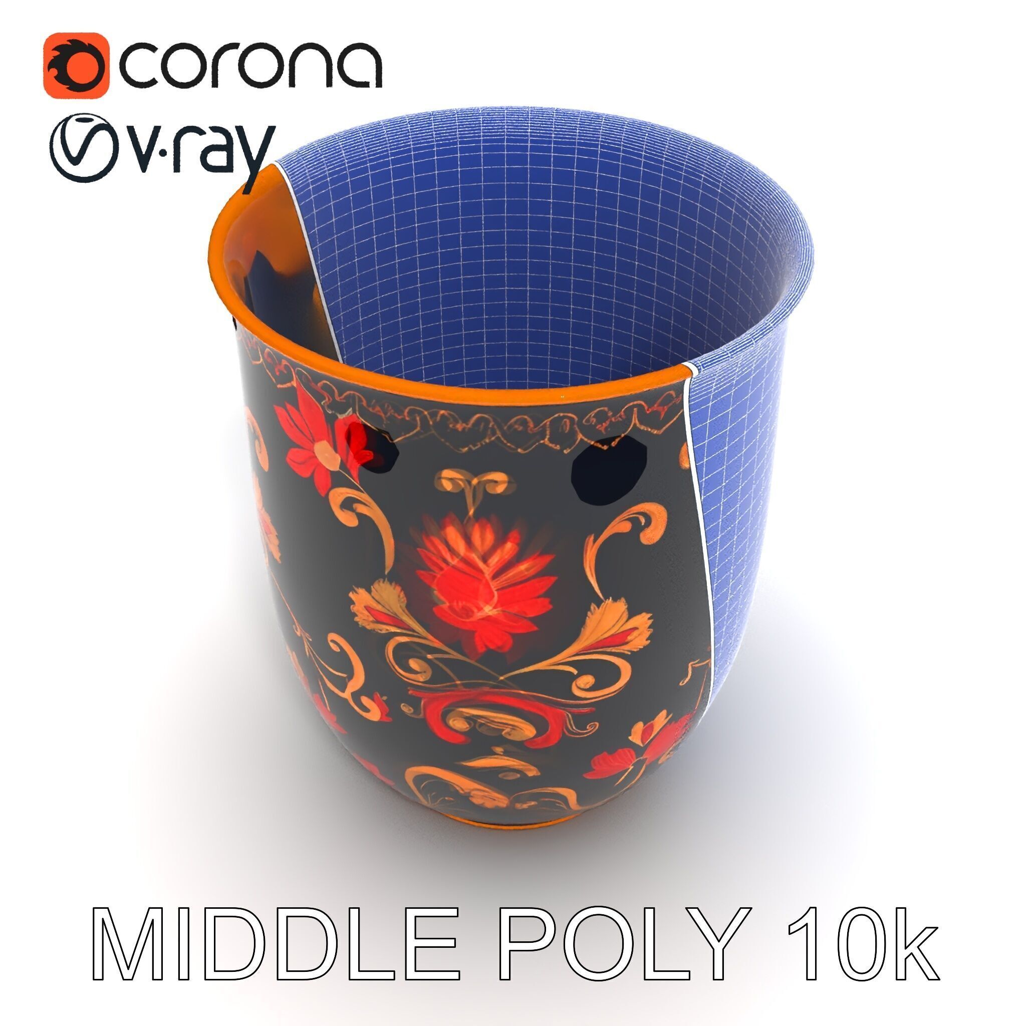 Decorative Floral Vase D Model Pack Low-poly 3D model_21