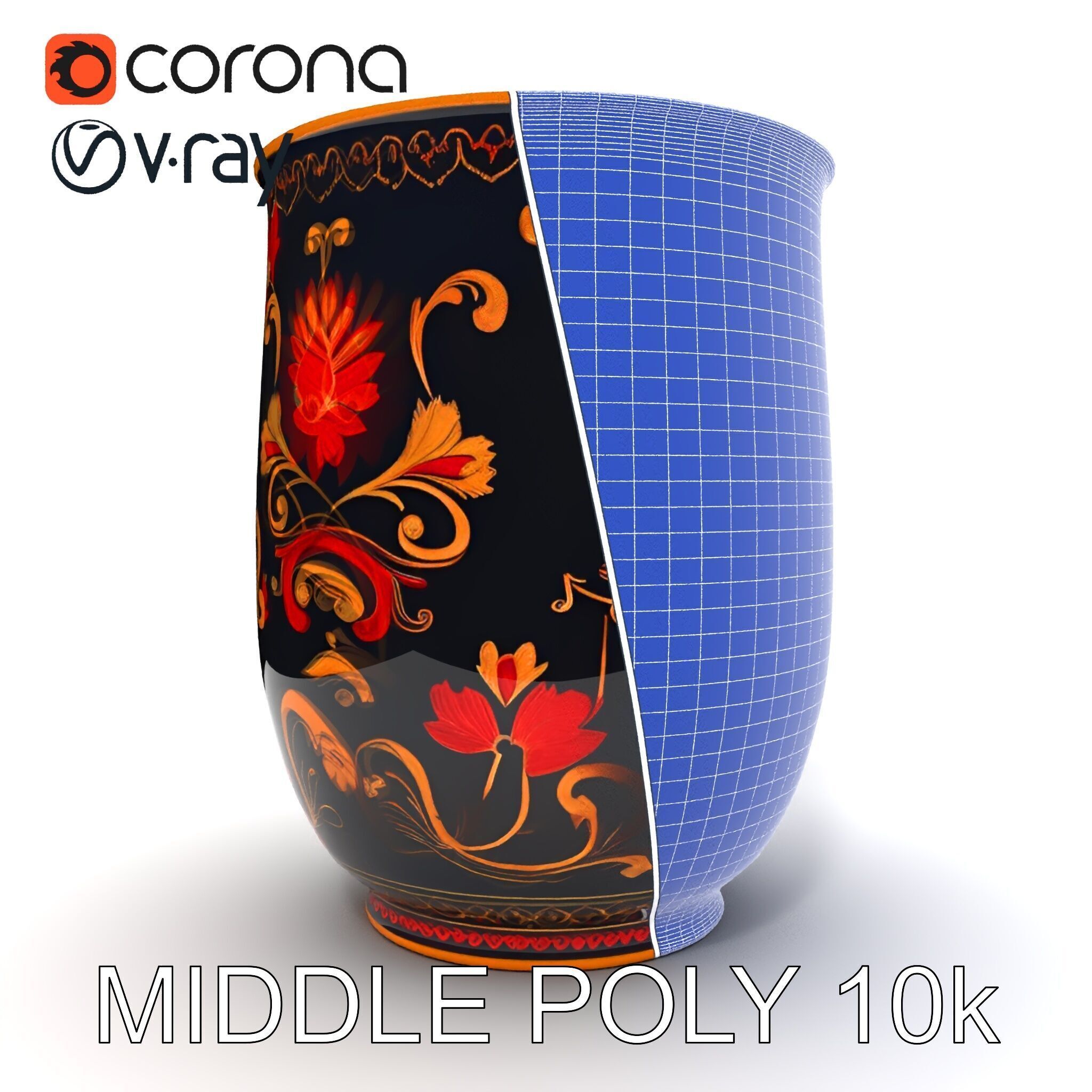 Decorative Floral Vase D Model Pack Low-poly 3D model_18