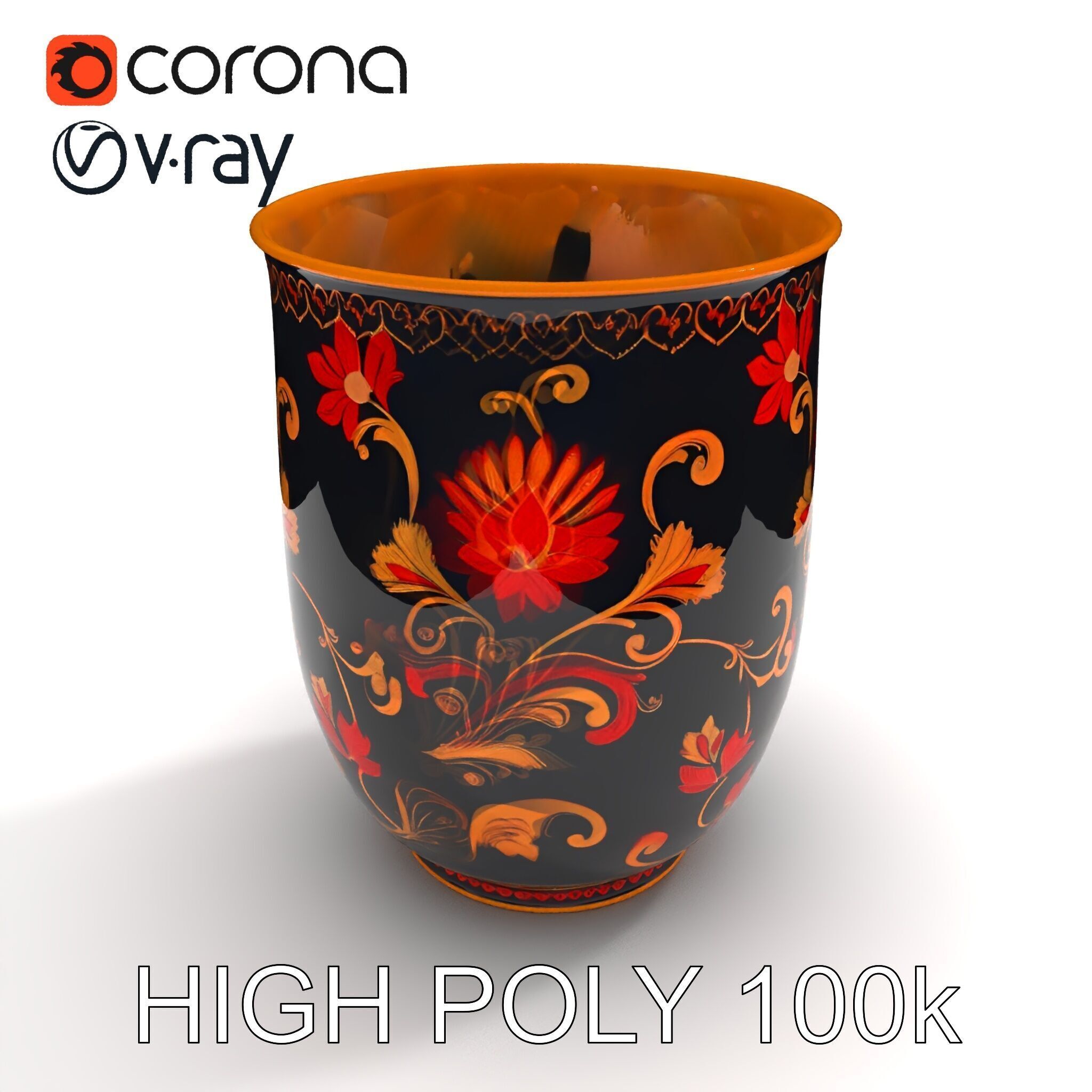 Decorative Floral Vase D Model Pack Low-poly 3D model_33