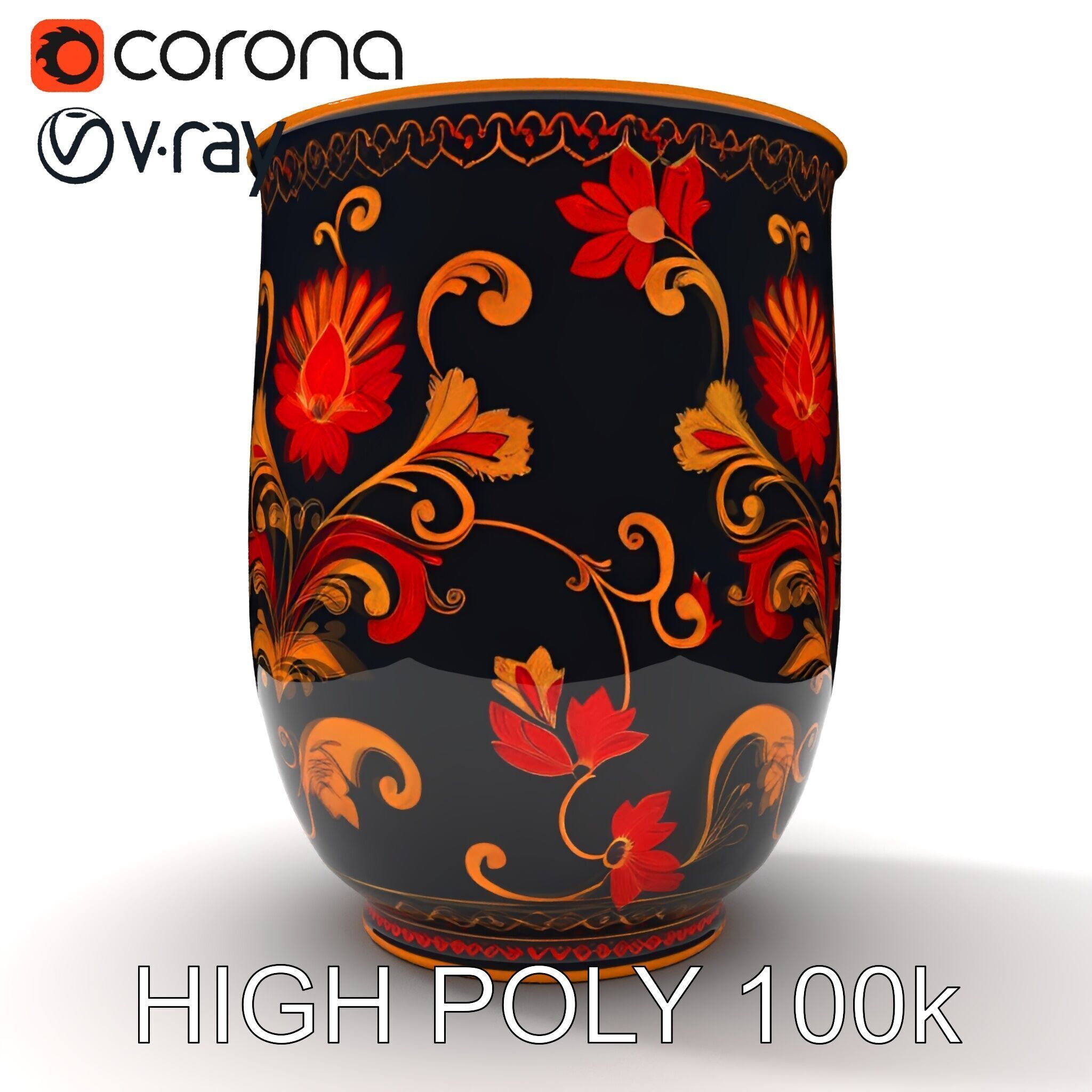 Decorative Floral Vase D Model Pack Low-poly 3D model_8