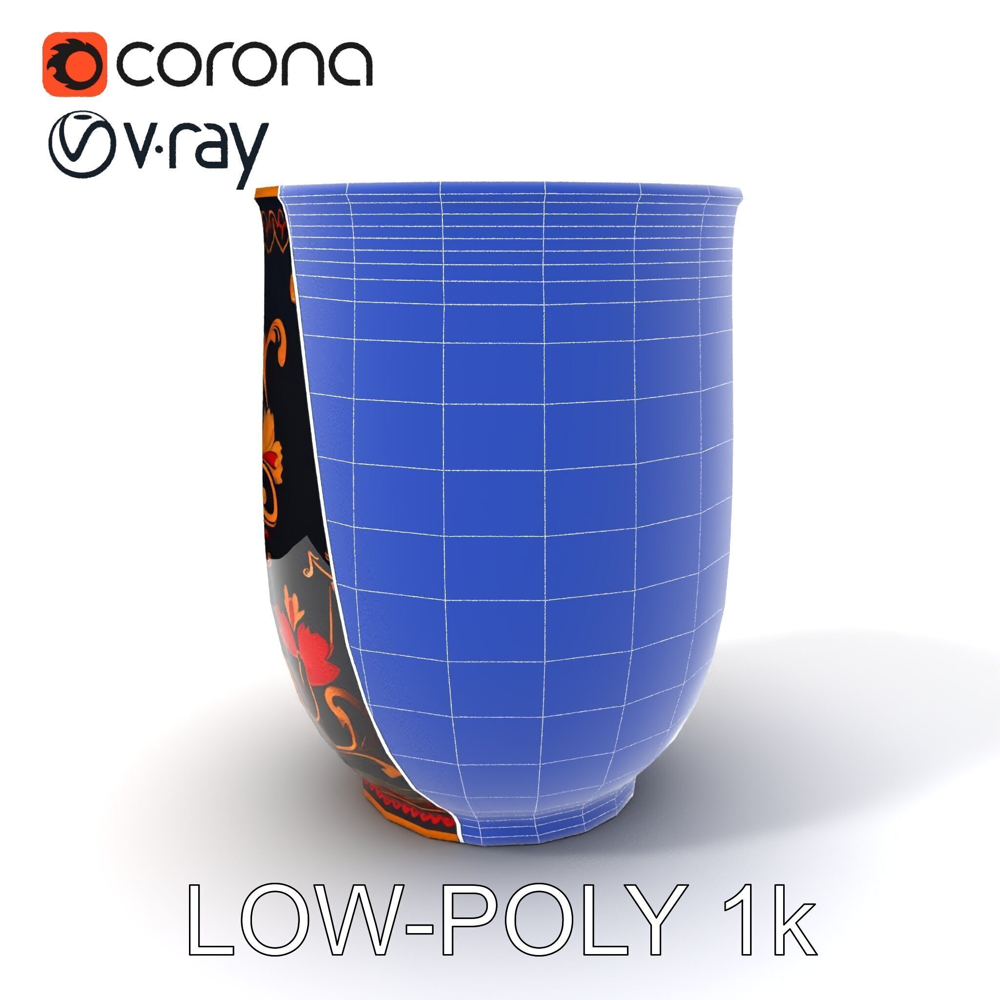 Decorative Floral Vase D Model Pack Low-poly 3D model_30