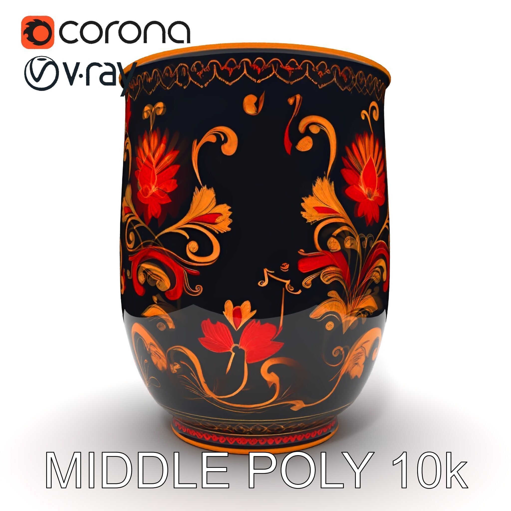 Decorative Floral Vase D Model Pack Low-poly 3D model_26