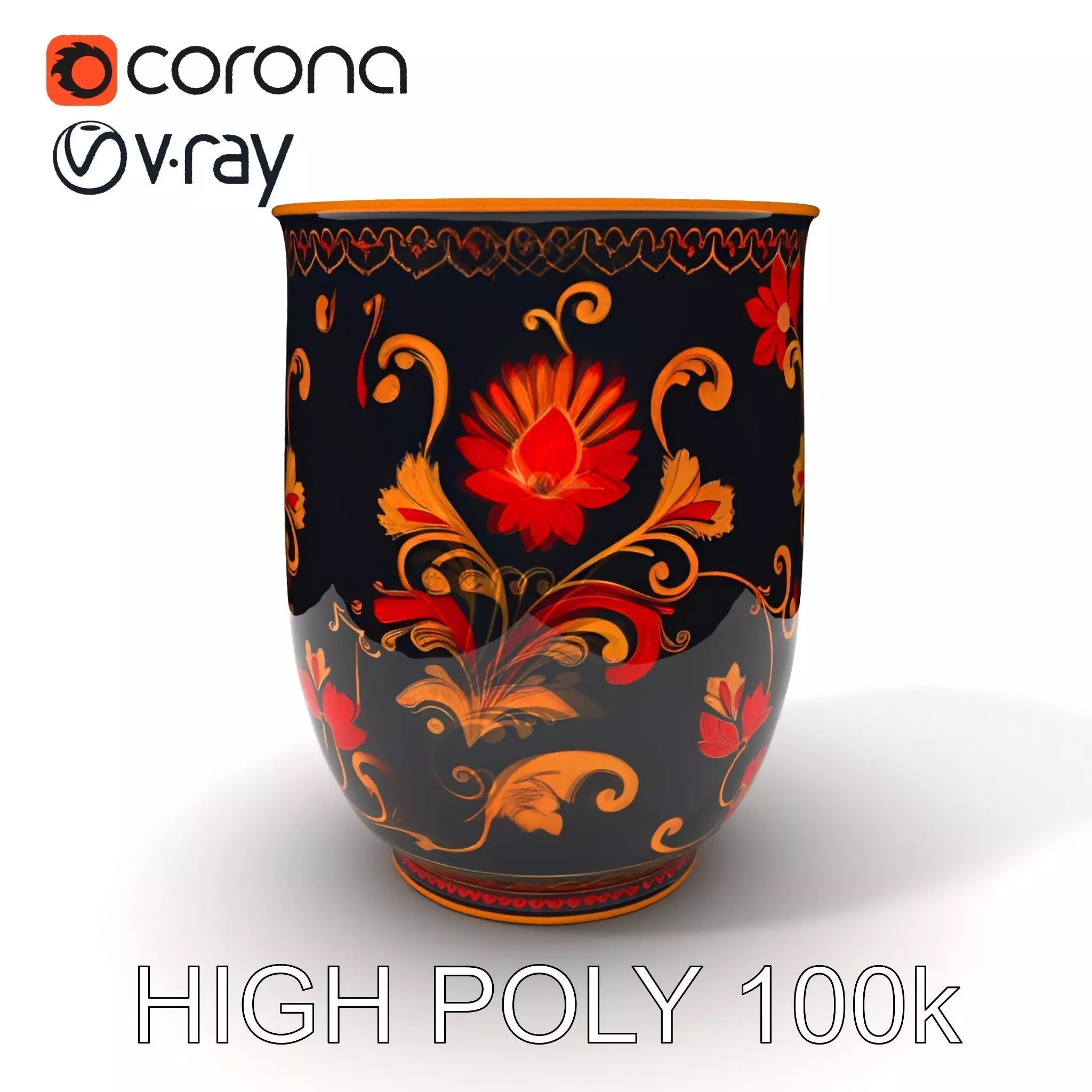 Decorative Floral Vase D Model Pack Low-poly 3D model_0
