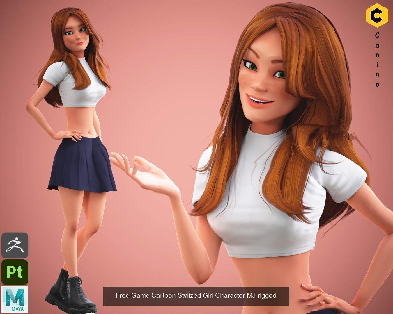 Girl and Woman cartoon stylized Pack 3D Model Collection_5