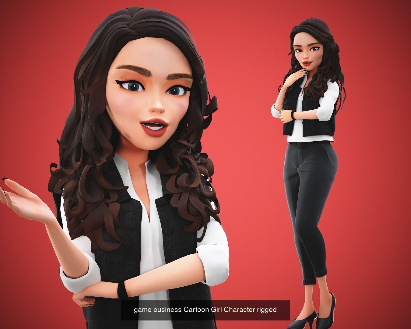 Girl and Woman cartoon stylized Pack 3D Model Collection_7