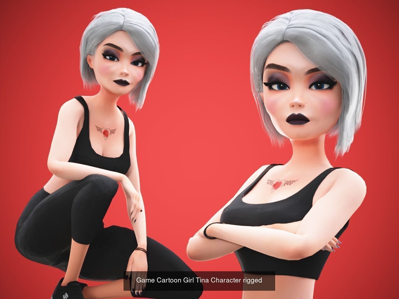 Girl and Woman cartoon stylized Pack 3D Model Collection_6