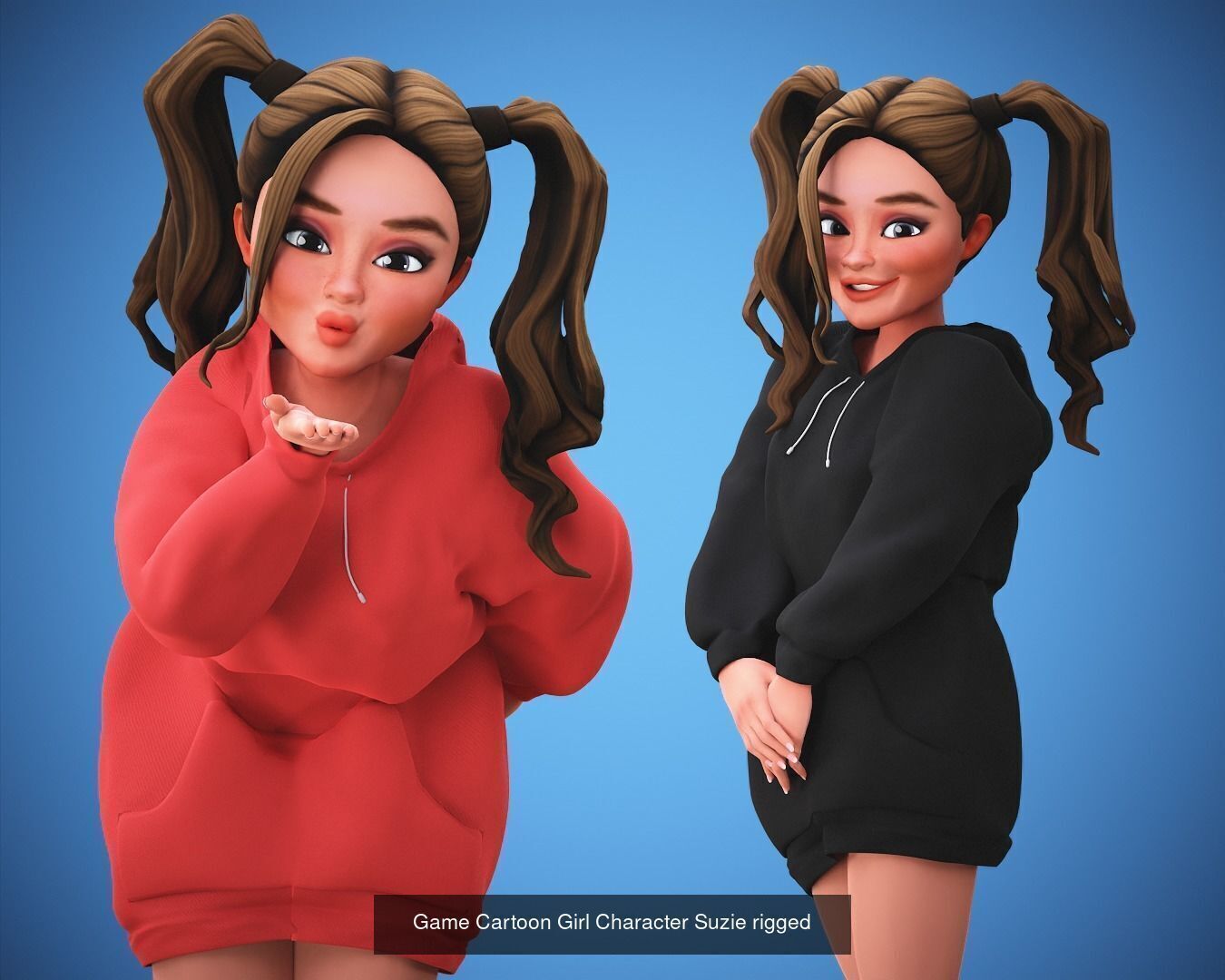 Girl and Woman cartoon stylized Pack 3D Model Collection_8