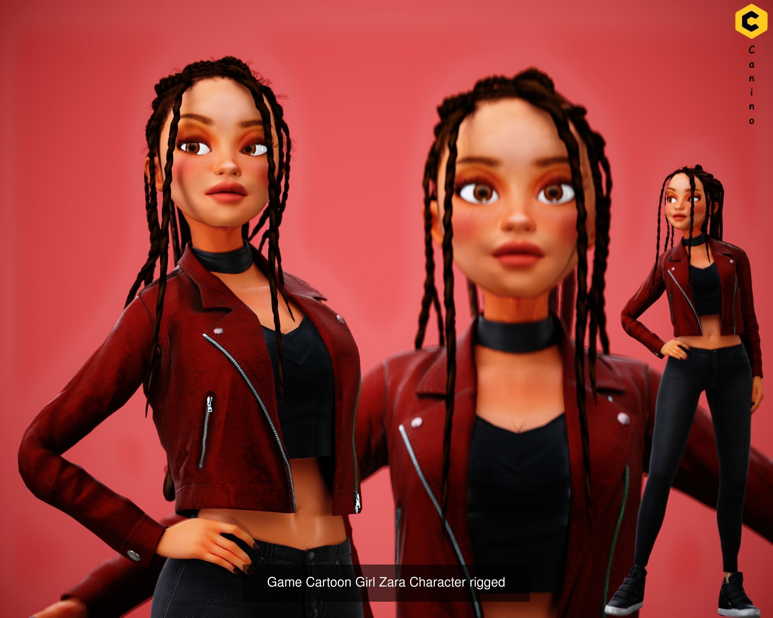 Girl and Woman cartoon stylized Pack 3D Model Collection_4