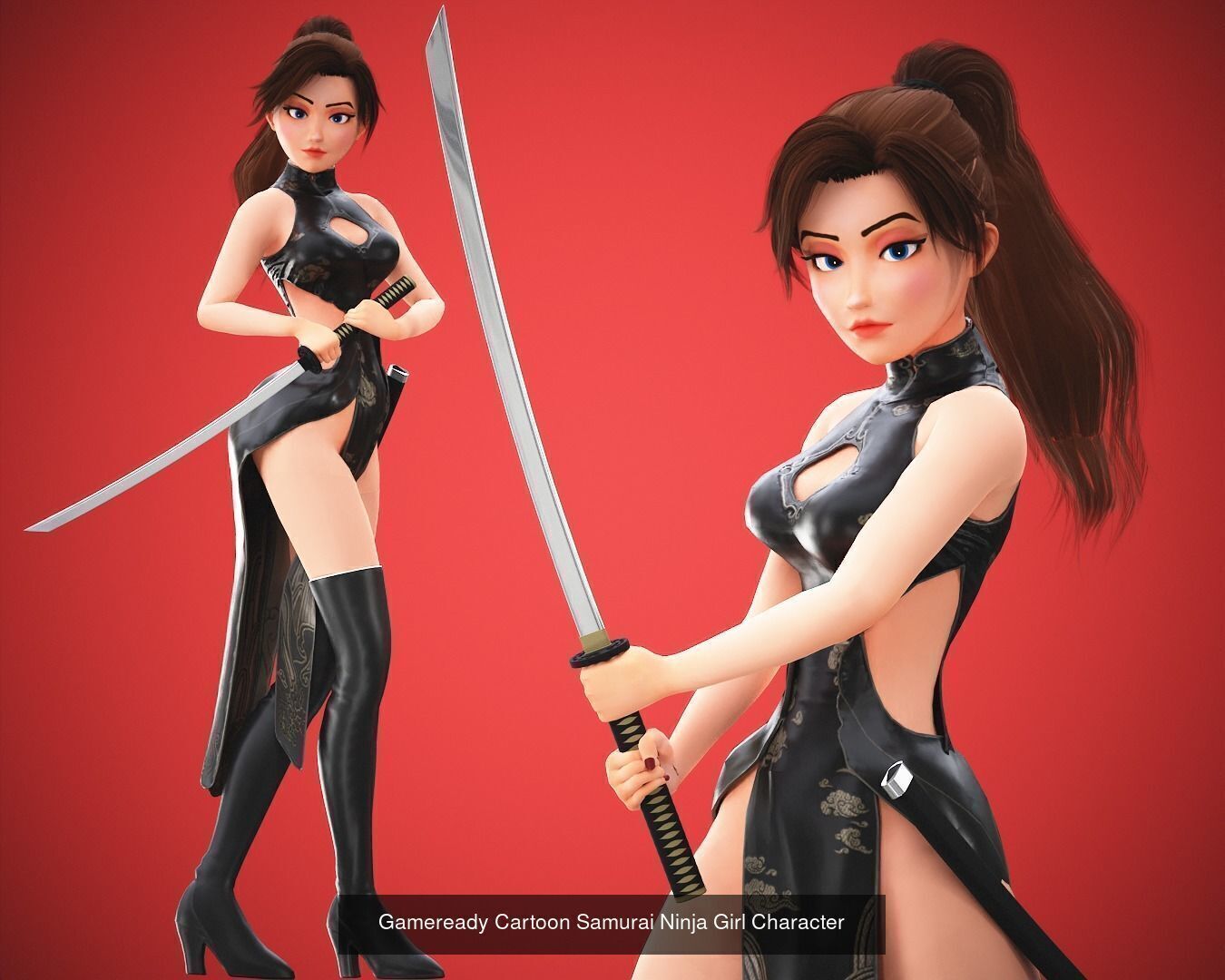 Girl and Woman cartoon stylized Pack 3D Model Collection_9