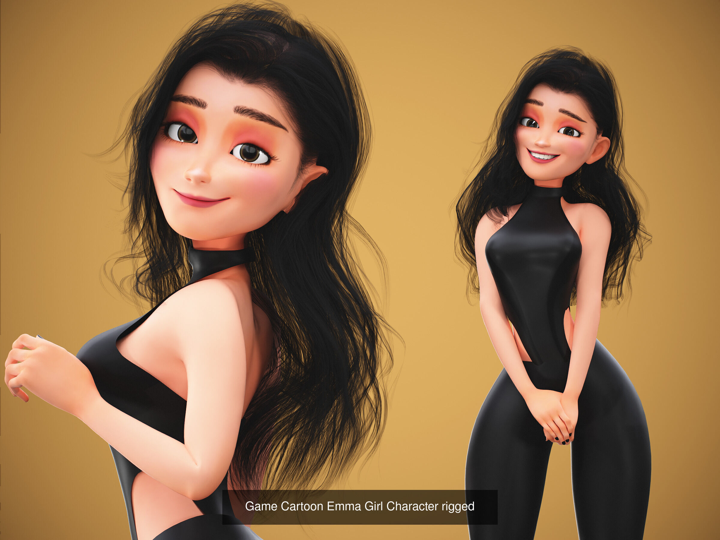Girl and Woman cartoon stylized Pack 3D Model Collection_10