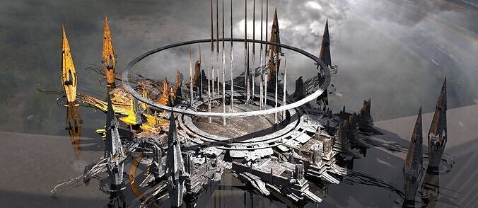 White Sci Fi Palace city Utopia 2 Low-poly 3D model
