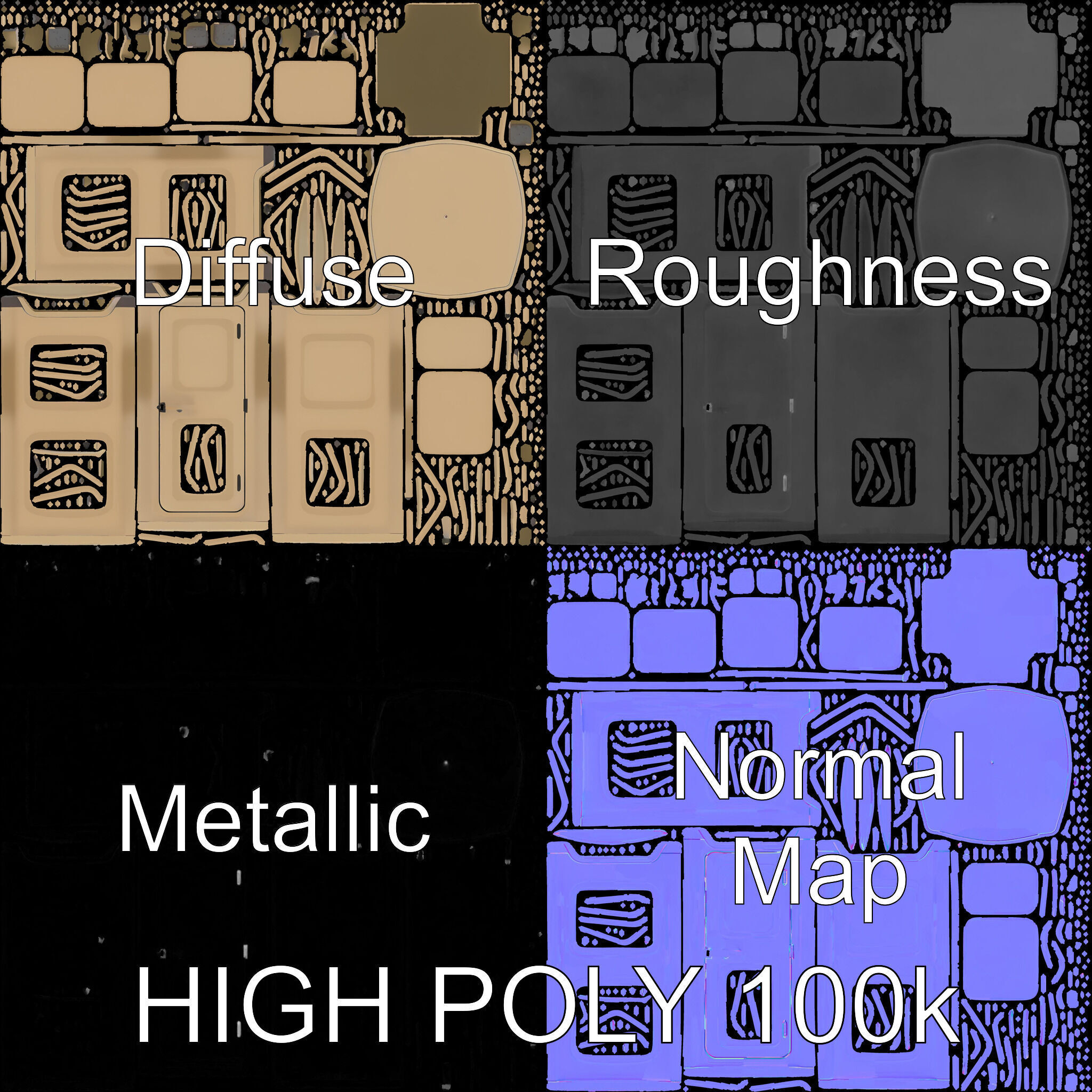 Portable Toilet Model Pack with Detailed Textures and UV Mapping Low-poly 3D model_2