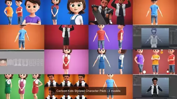 Cartoon Kids Stylized Character Pack