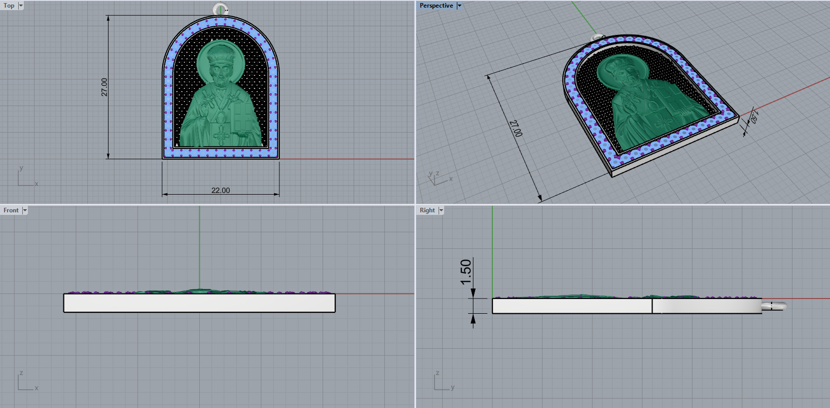 Saint Nicholas Pendant 51130 3D print model_8