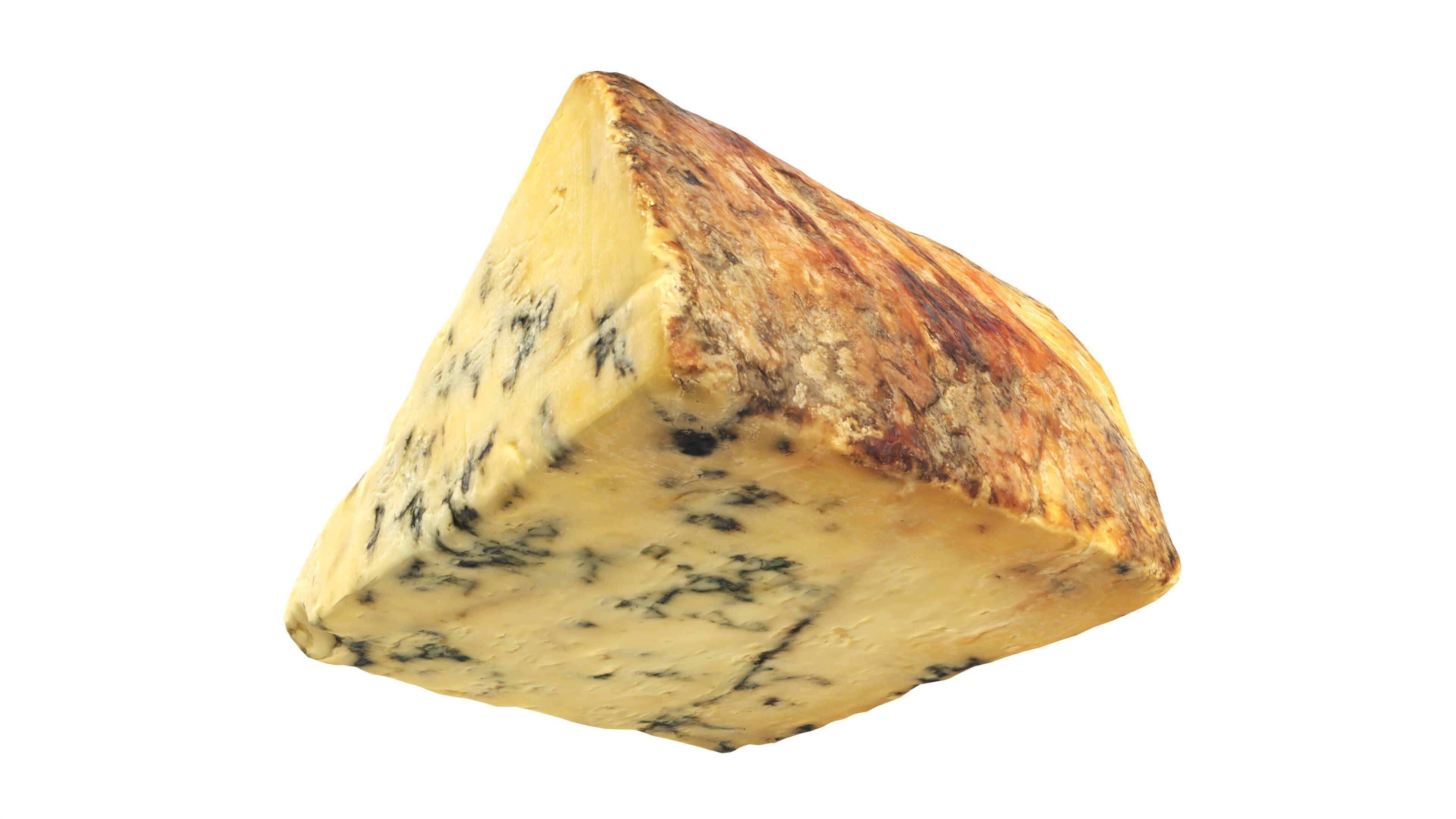 Blue cheese piece Low-poly 3D model_3