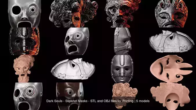 Dark Souls - Slipknot Masks - STL and OBJ files for Printing 3D Model Collection