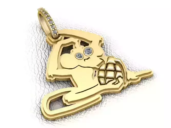 MONKEY ANIMAL GRENADE PENDANT 3D PRINTABLE MODEL