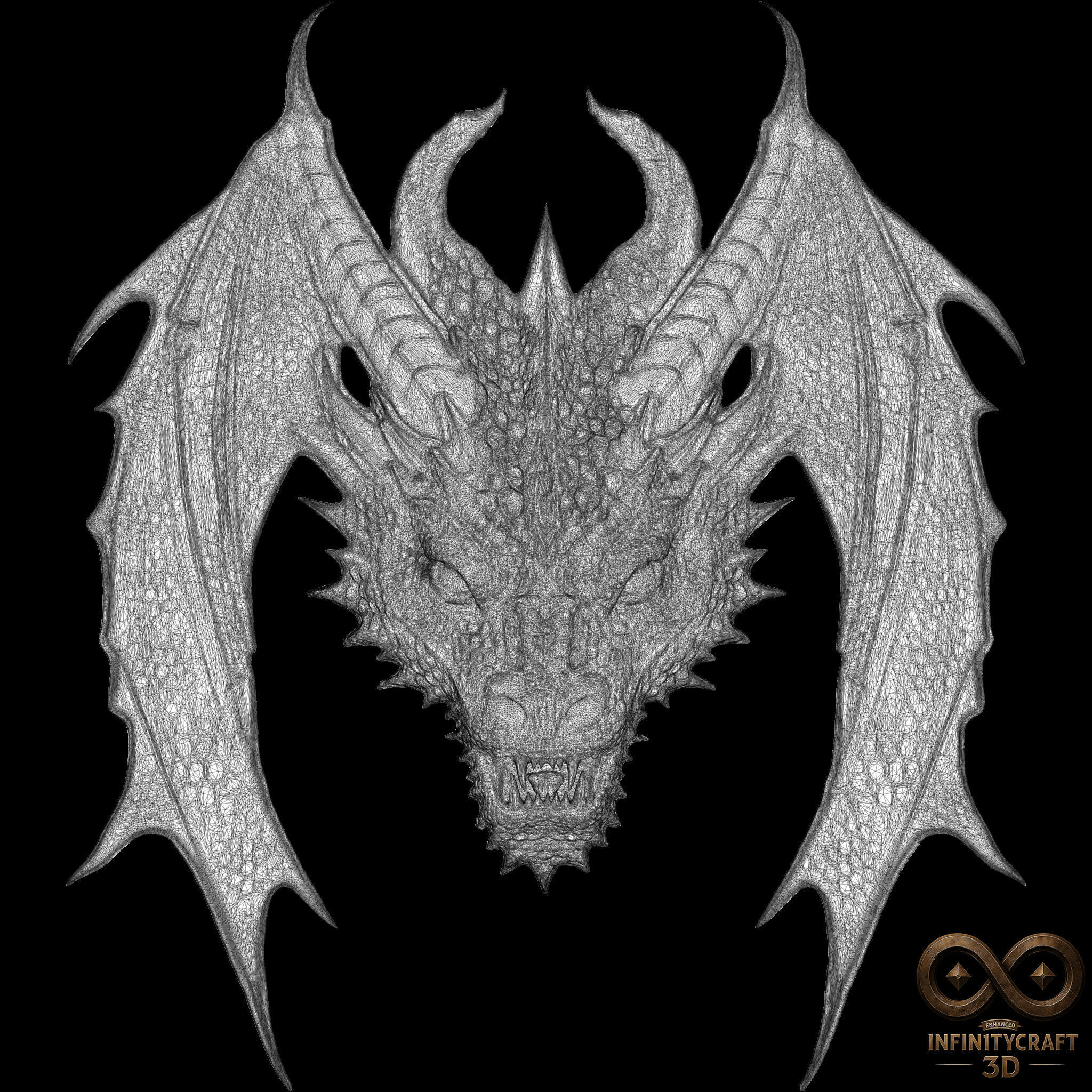 Dragon Head Relief No18 STL file for 3d printing or CNC 3D print model_12