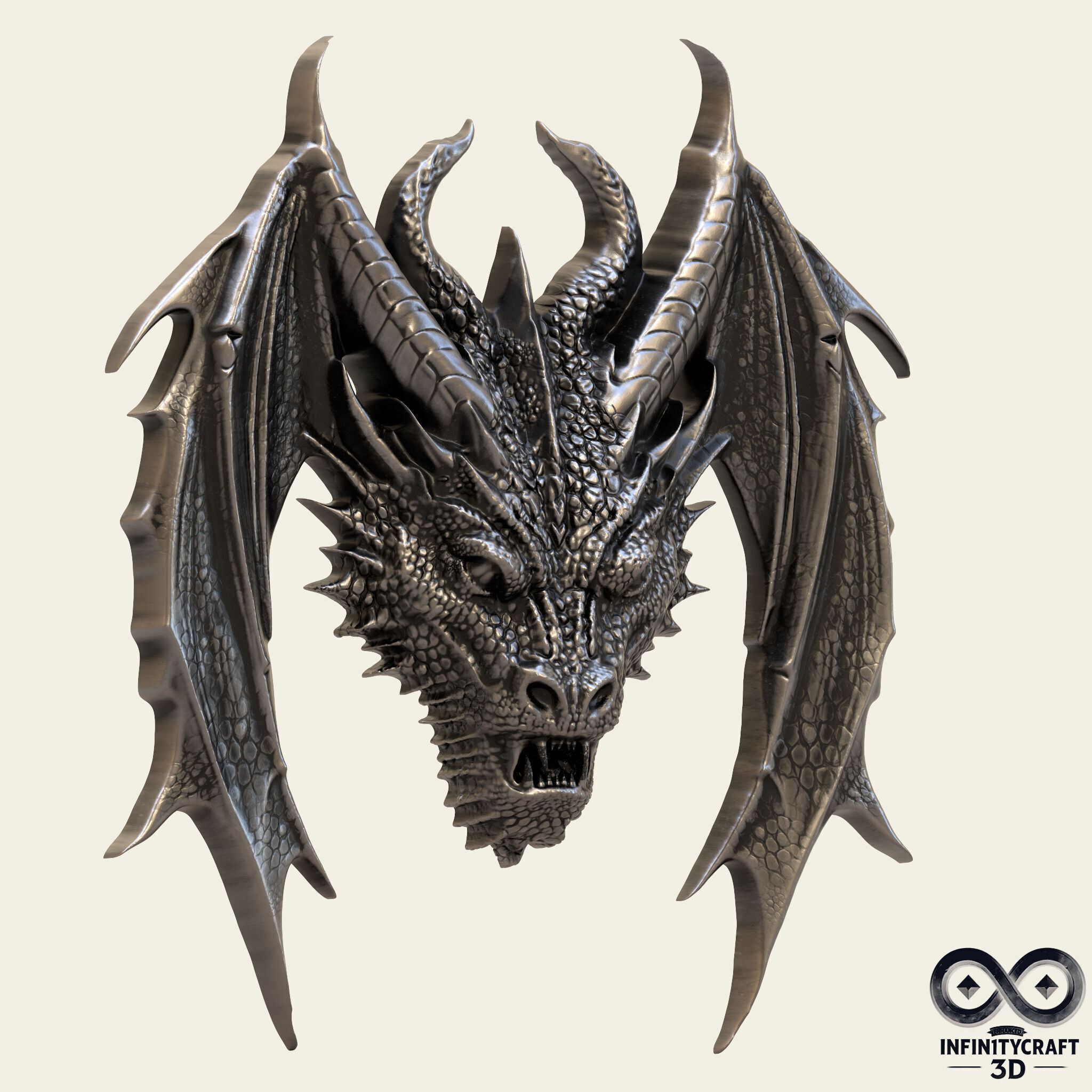 Dragon Head Relief No18 STL file for 3d printing or CNC 3D print model_1