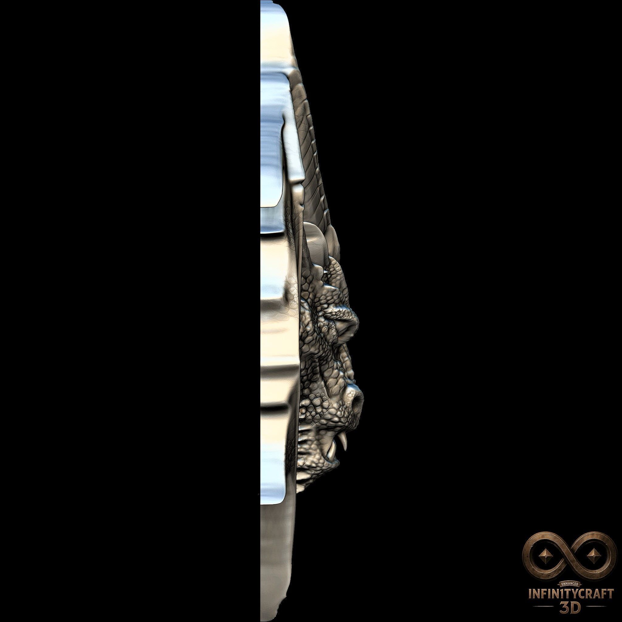 Dragon Head Relief No18 STL file for 3d printing or CNC 3D print model_5