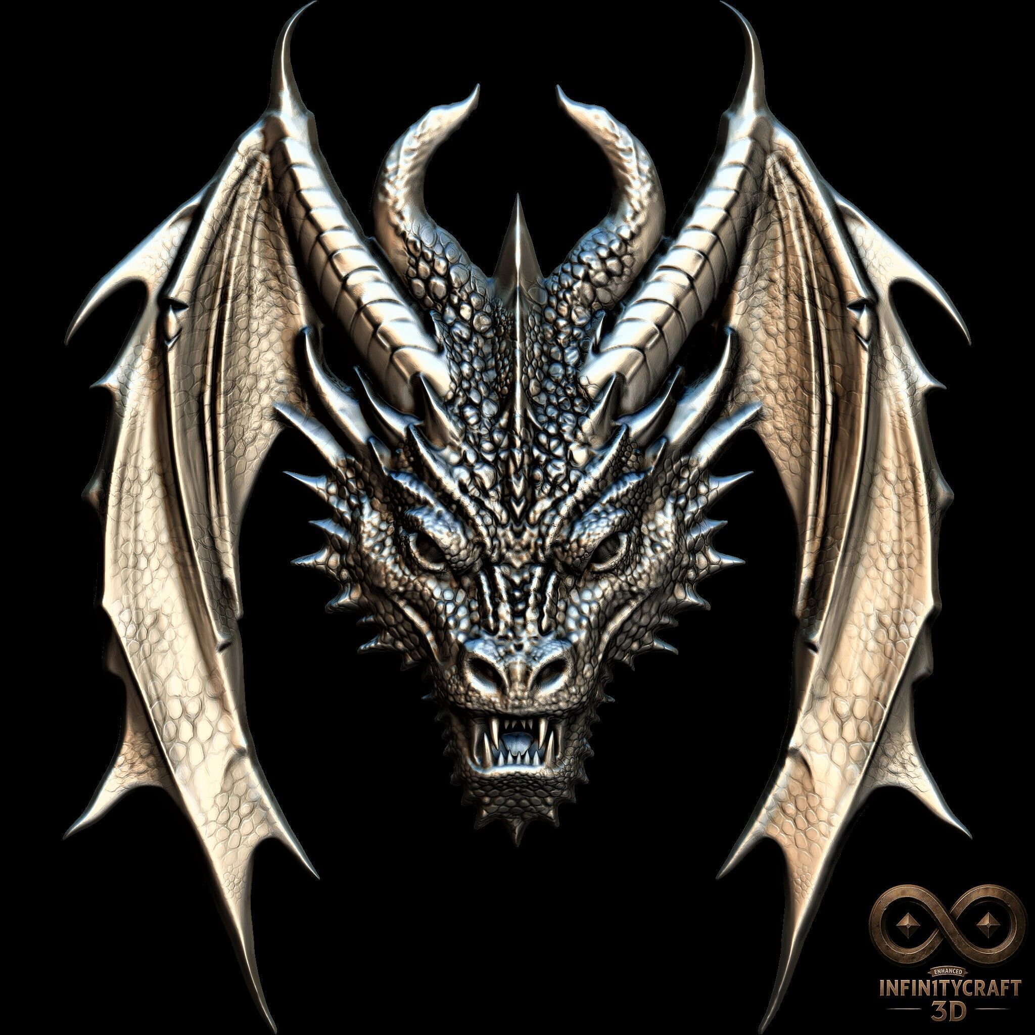 Dragon Head Relief No18 STL file for 3d printing or CNC 3D print model_3