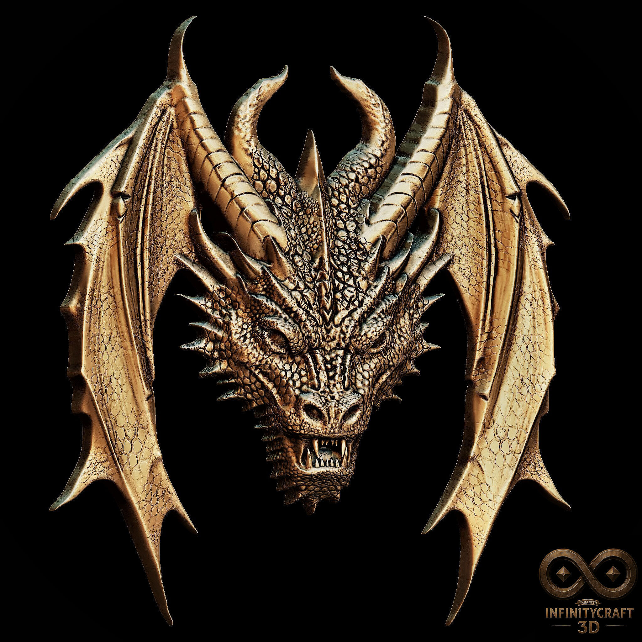Dragon Head Relief No18 STL file for 3d printing or CNC 3D print model_2