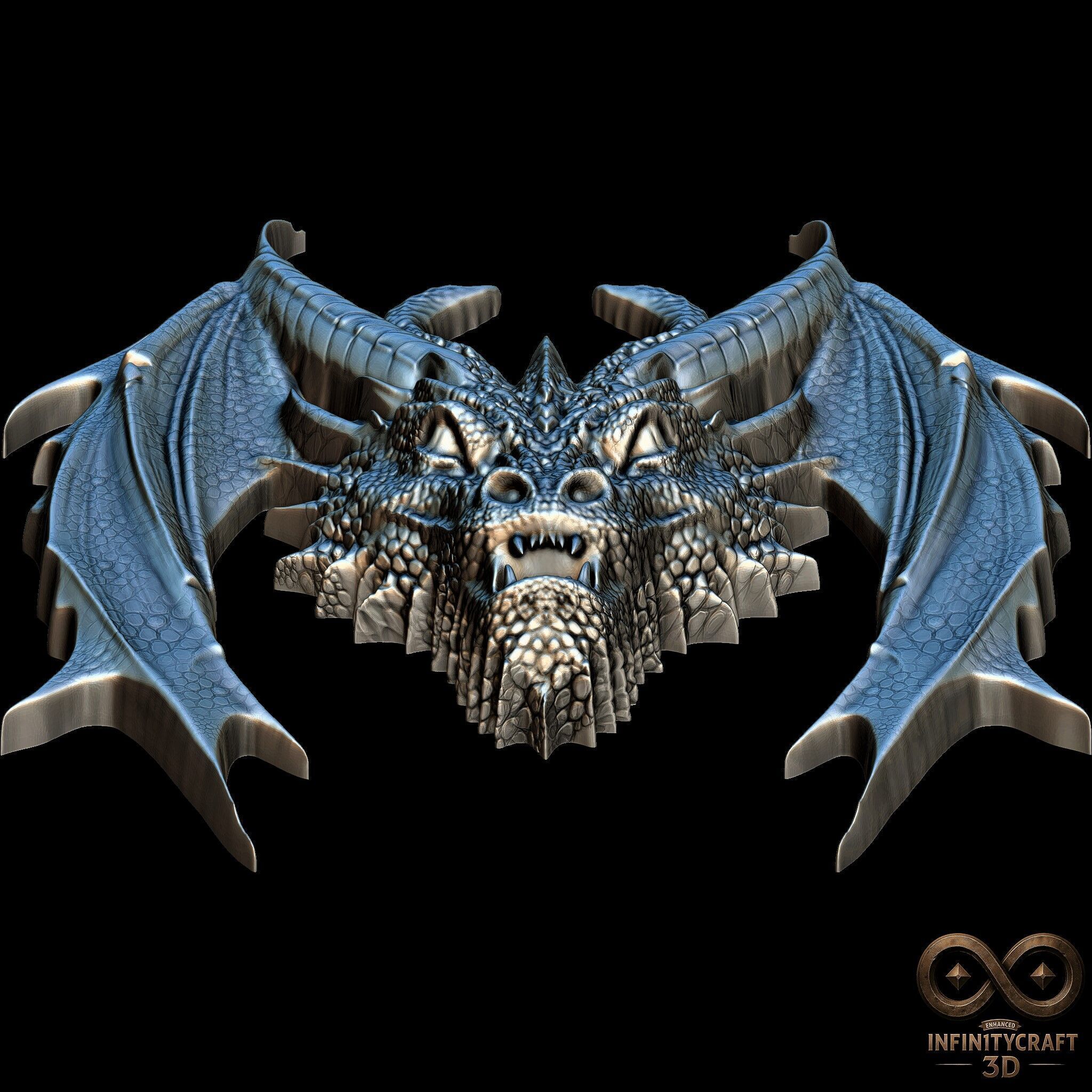Dragon Head Relief No18 STL file for 3d printing or CNC 3D print model_11