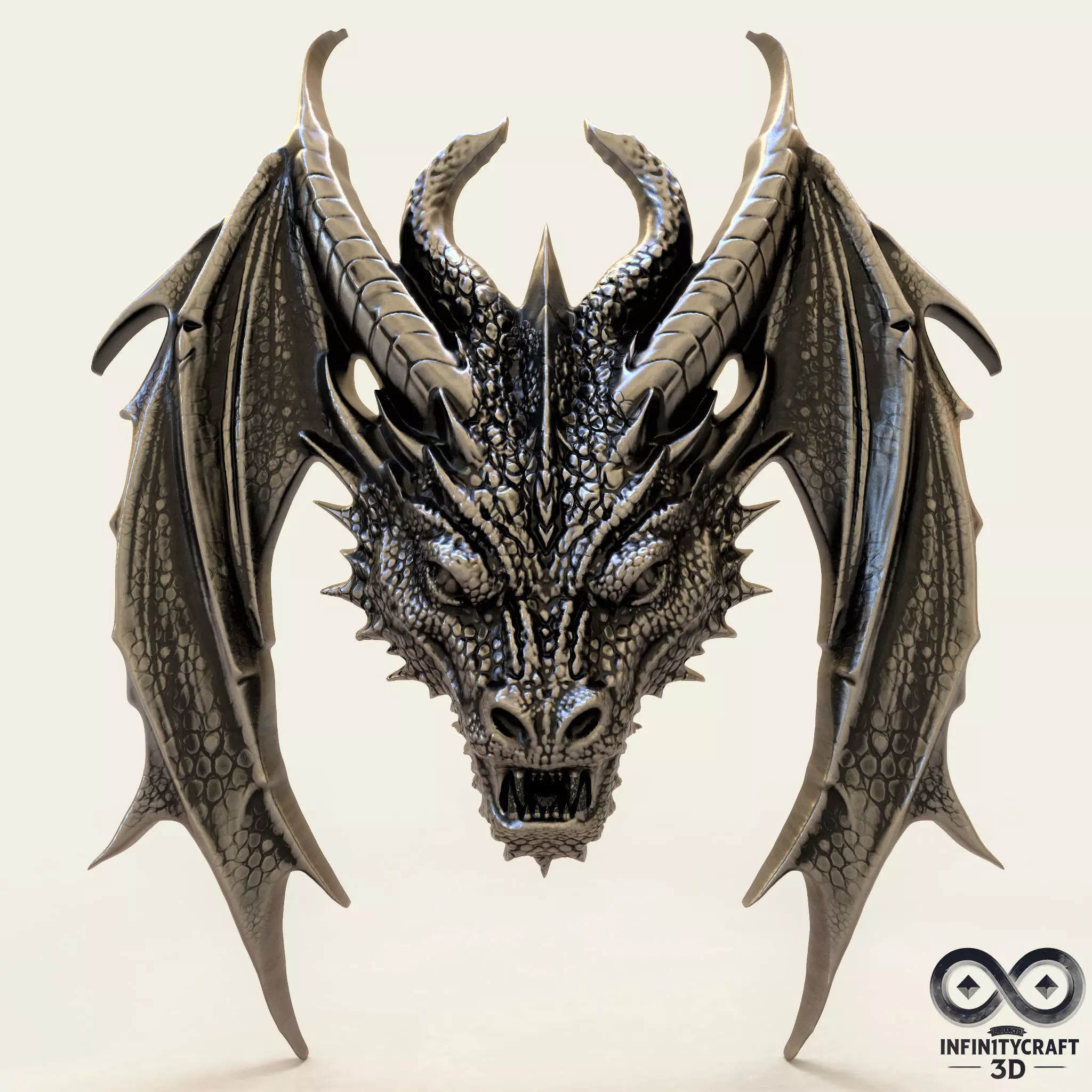Dragon Head Relief No18 STL file for 3d printing or CNC 3D print model_0
