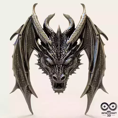 Dragon Head Relief No18 STL file for 3d printing or CNC