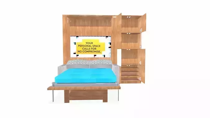 Godrej Queen Wall Bed and 1 Storage Unit with Drawers