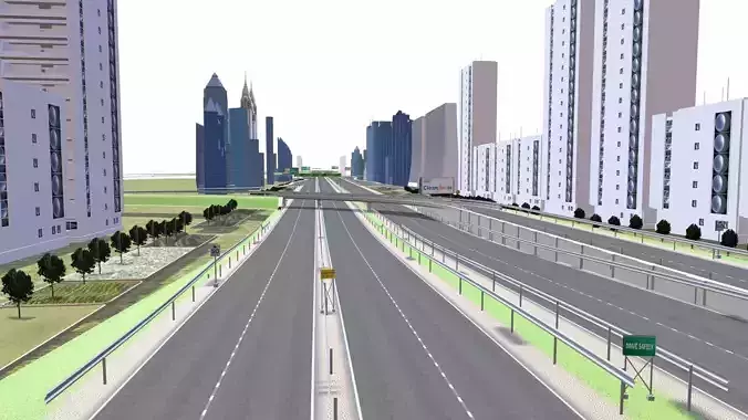 Streets and Highways Construction Low-poly 3D model