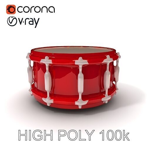 Realistic Red Snare Drum D Model Pack Low-poly 3D model