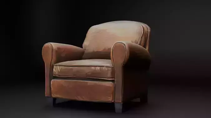 Stylized Leather Armchair  Hand Painted 3D Model