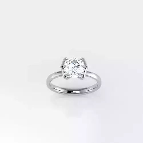 Petal Bezel Solitaire Ring - 1 and half ct Round Diamond