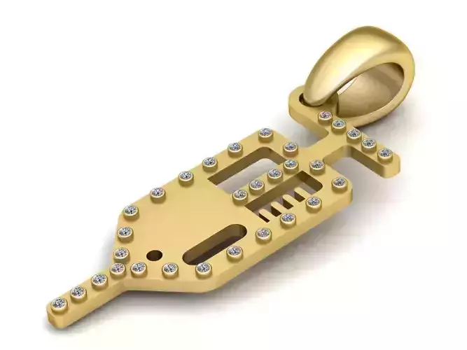 UNIQUE GOLD KEY PENDANT 3D PRINTABLE MODEL