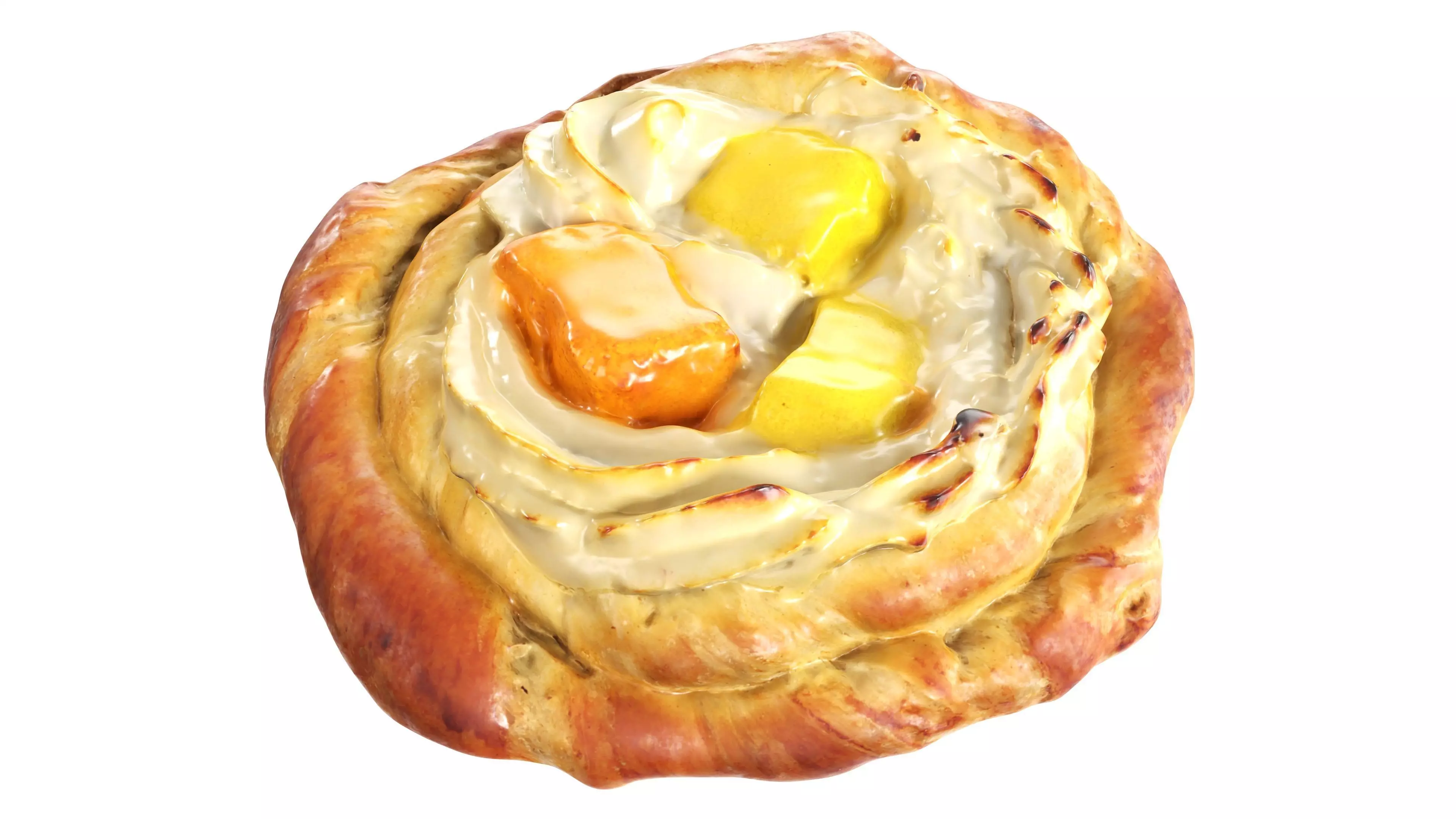 Bun with cream and fruit jelly Low-poly 3D model_0