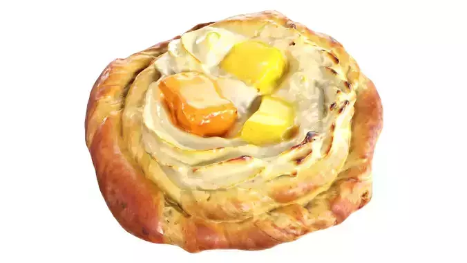 Bun with cream and fruit jelly