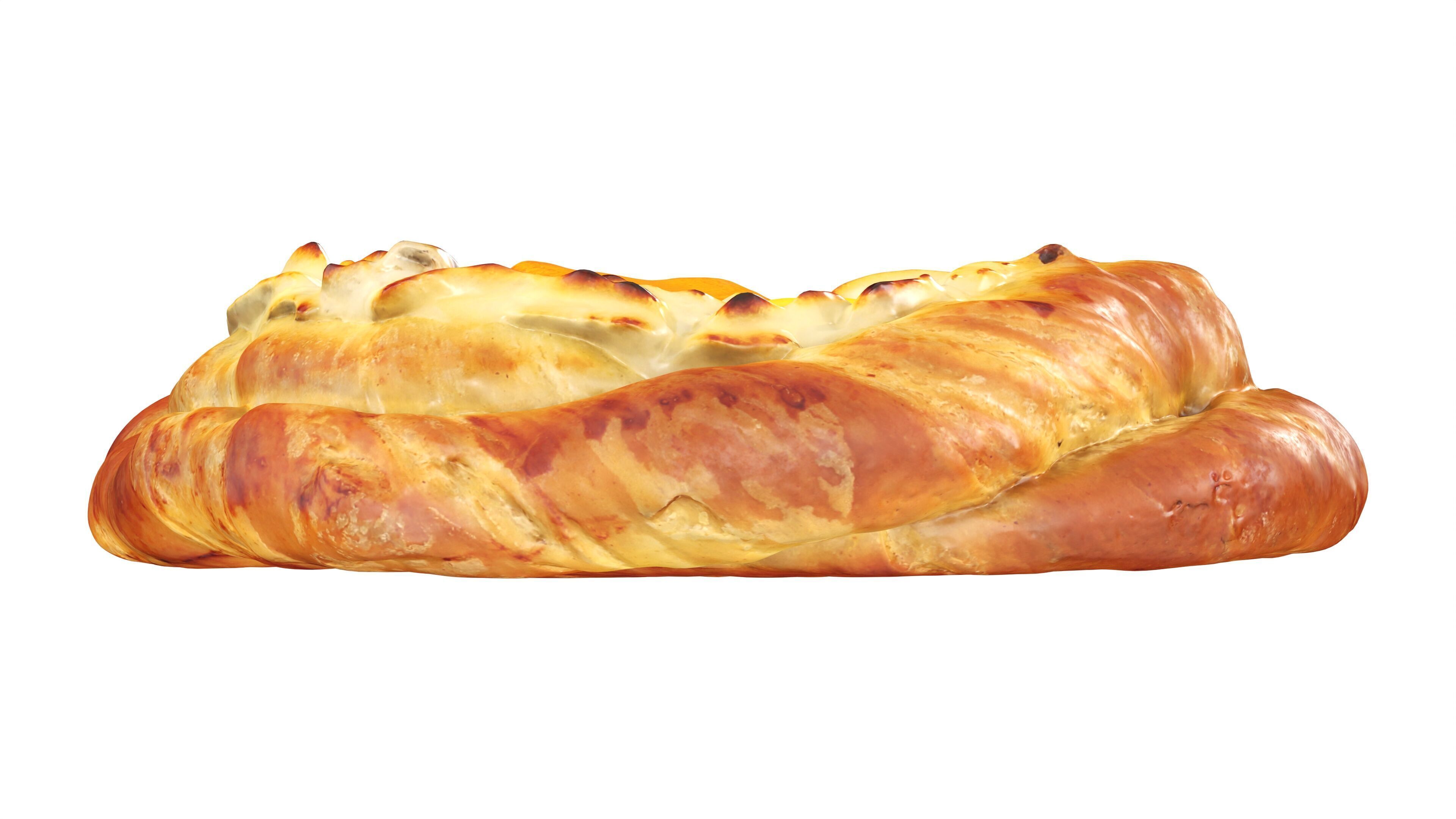 Bun with cream and fruit jelly Low-poly 3D model_4