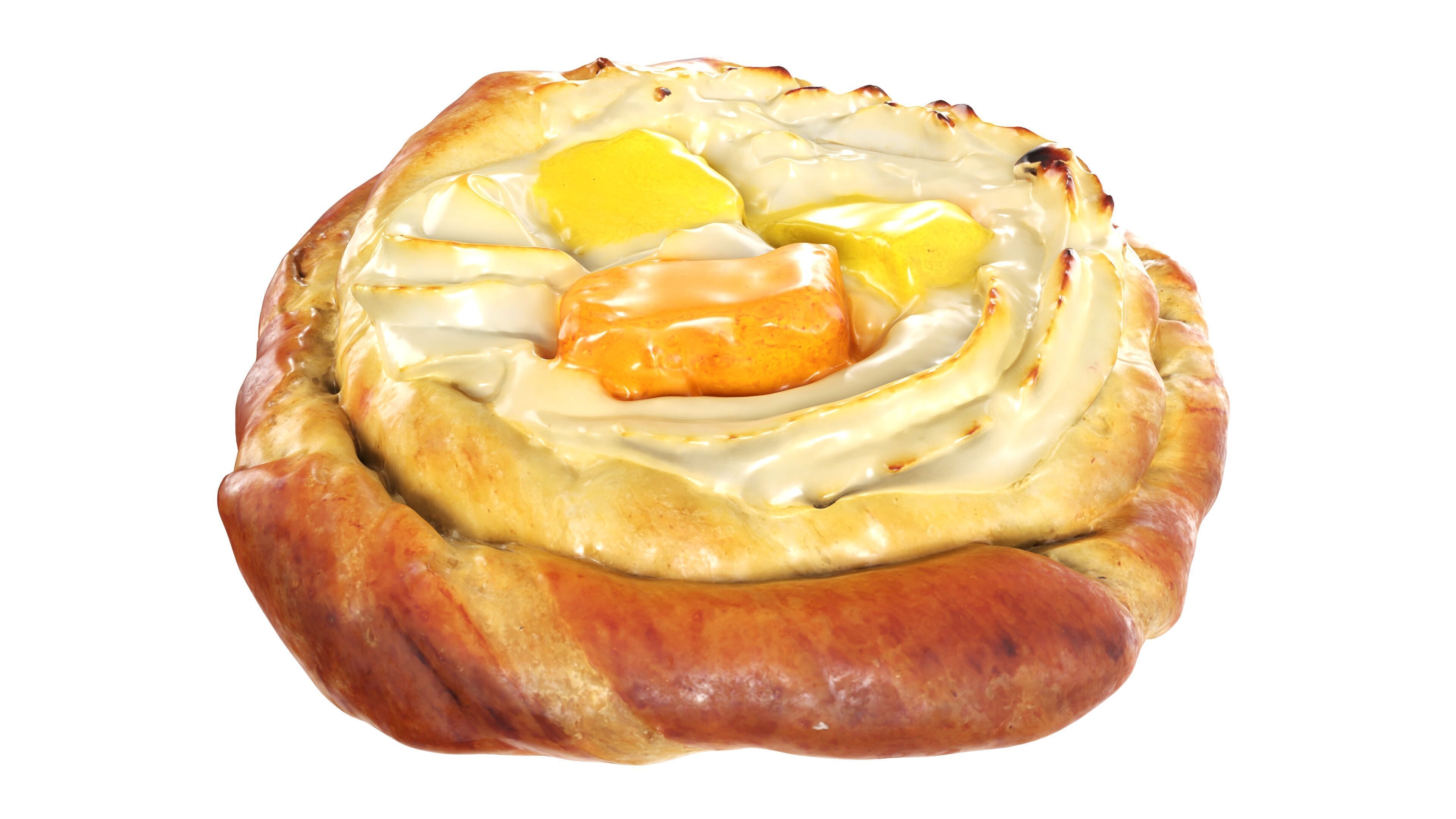 Bun with cream and fruit jelly Low-poly 3D model_2