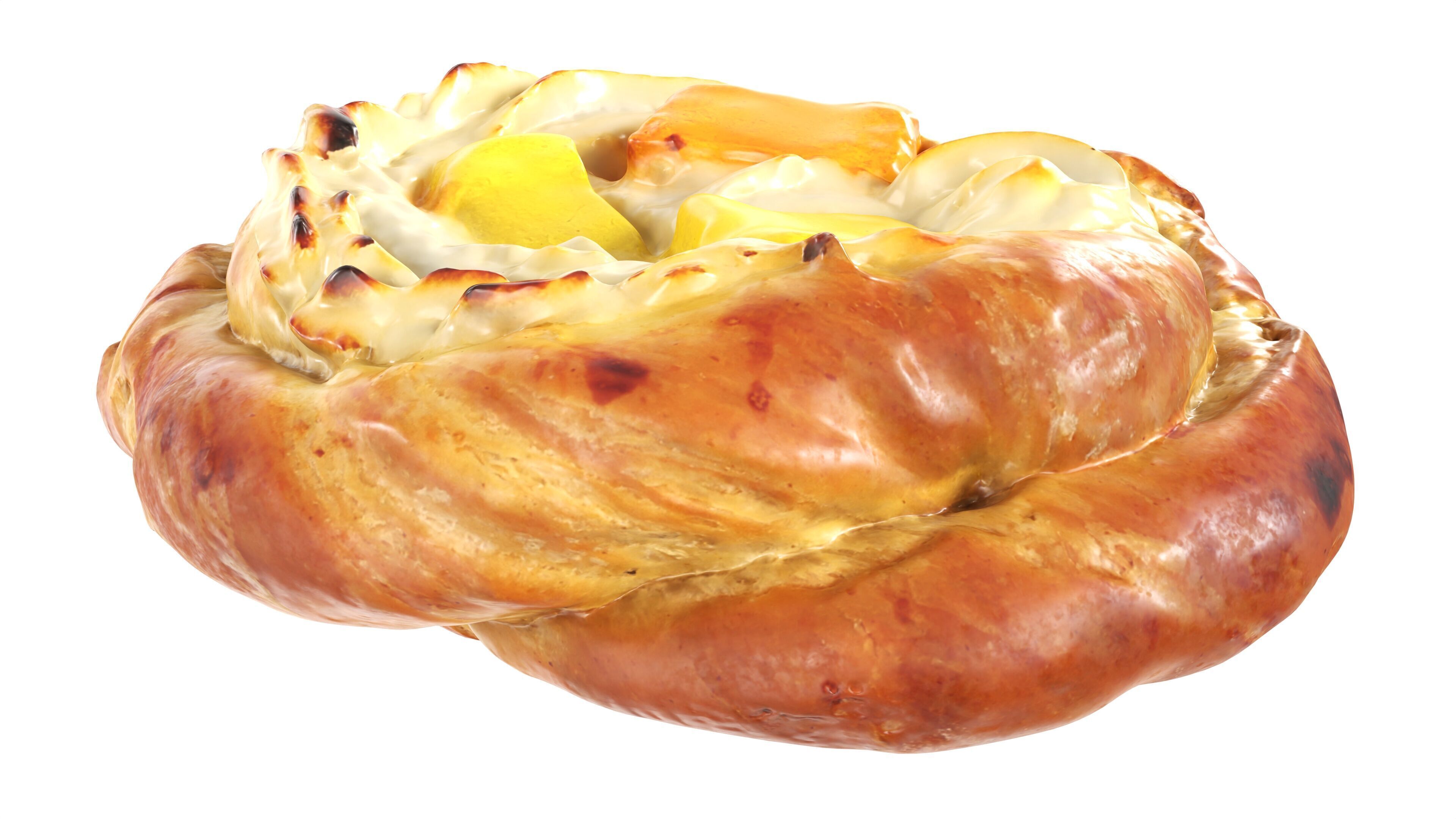 Bun with cream and fruit jelly Low-poly 3D model_1