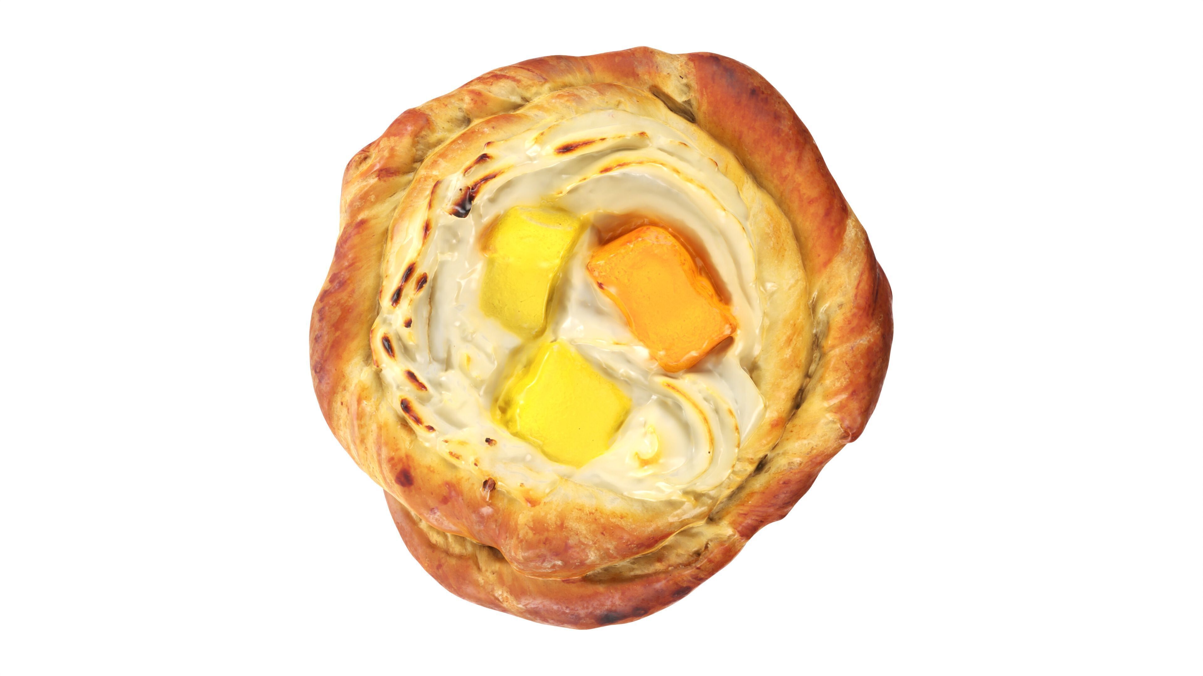 Bun with cream and fruit jelly Low-poly 3D model_5