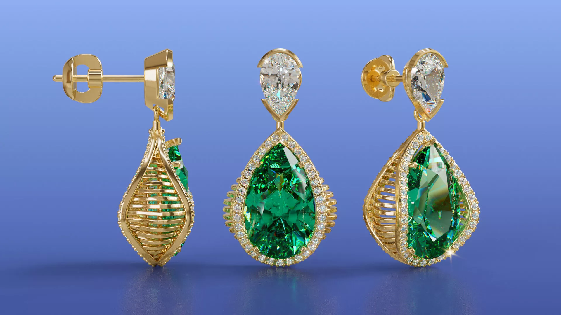 Elegance Tear Drop Pear Gemstones or Diamond Earring Design 3D print model