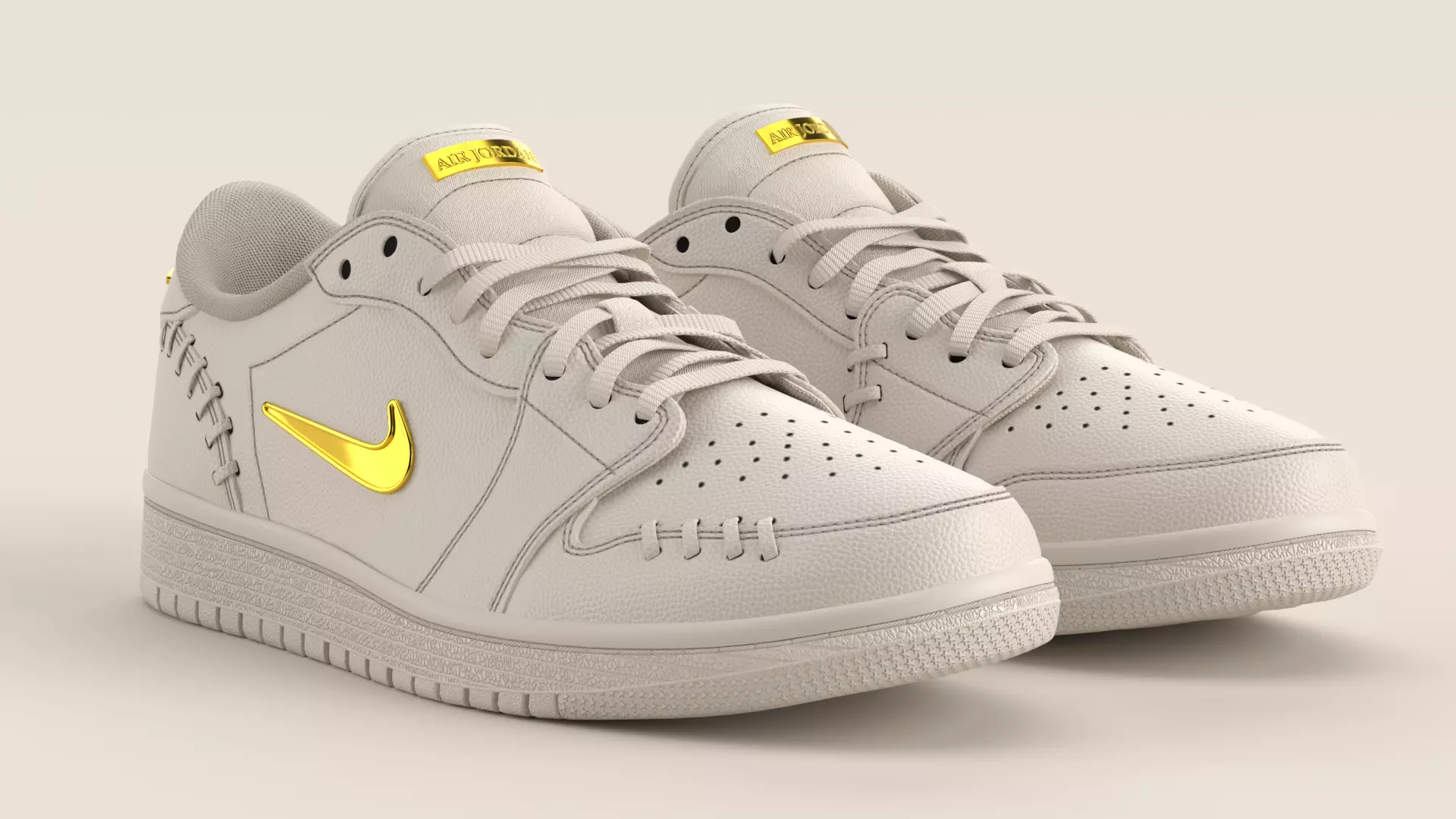Air Jordan 1 Low Method of Make Sail Metallic Gold Low-poly 3D model